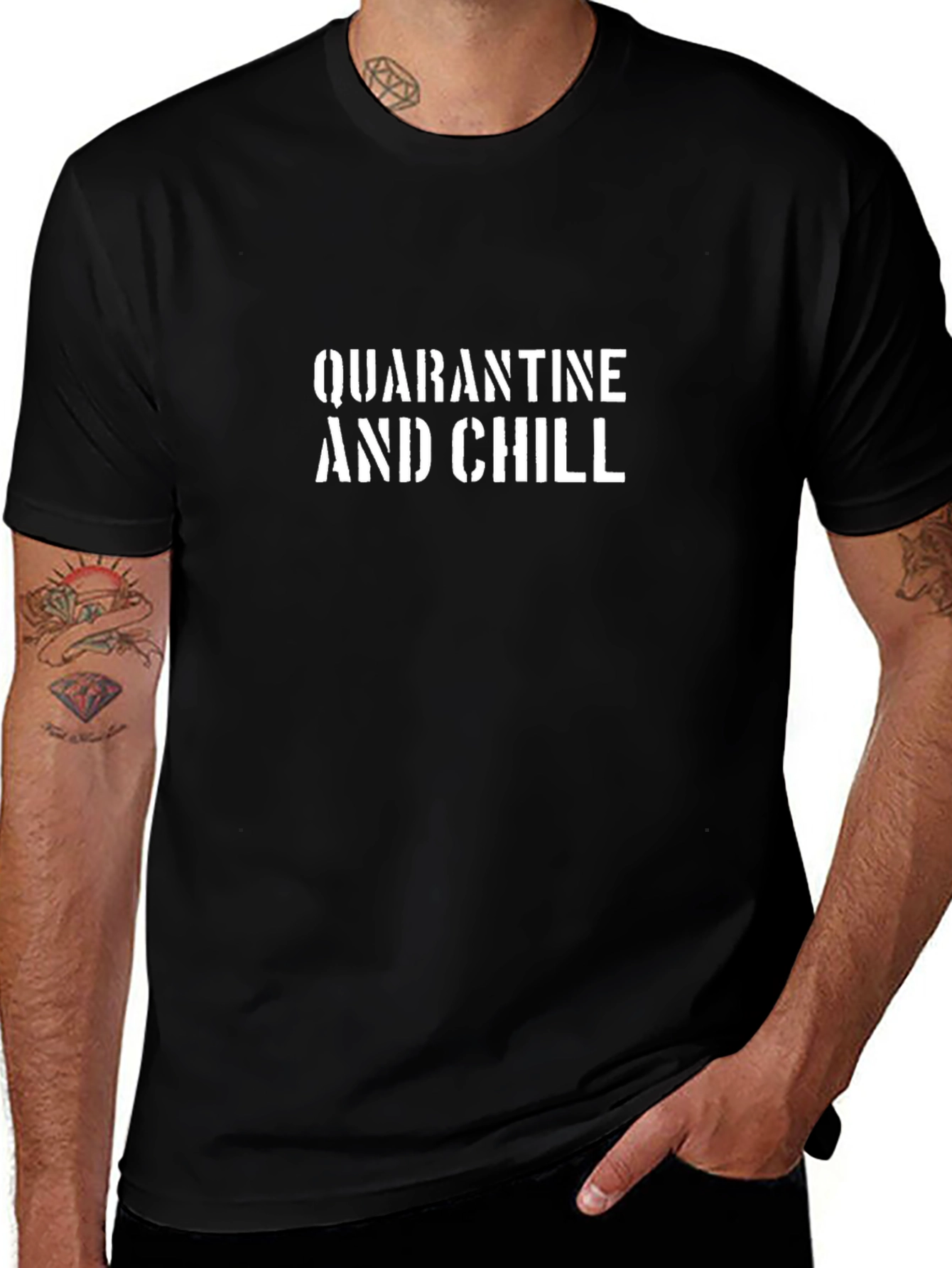Quarantine and Chill Graphic Tee - Black Cotton Blend