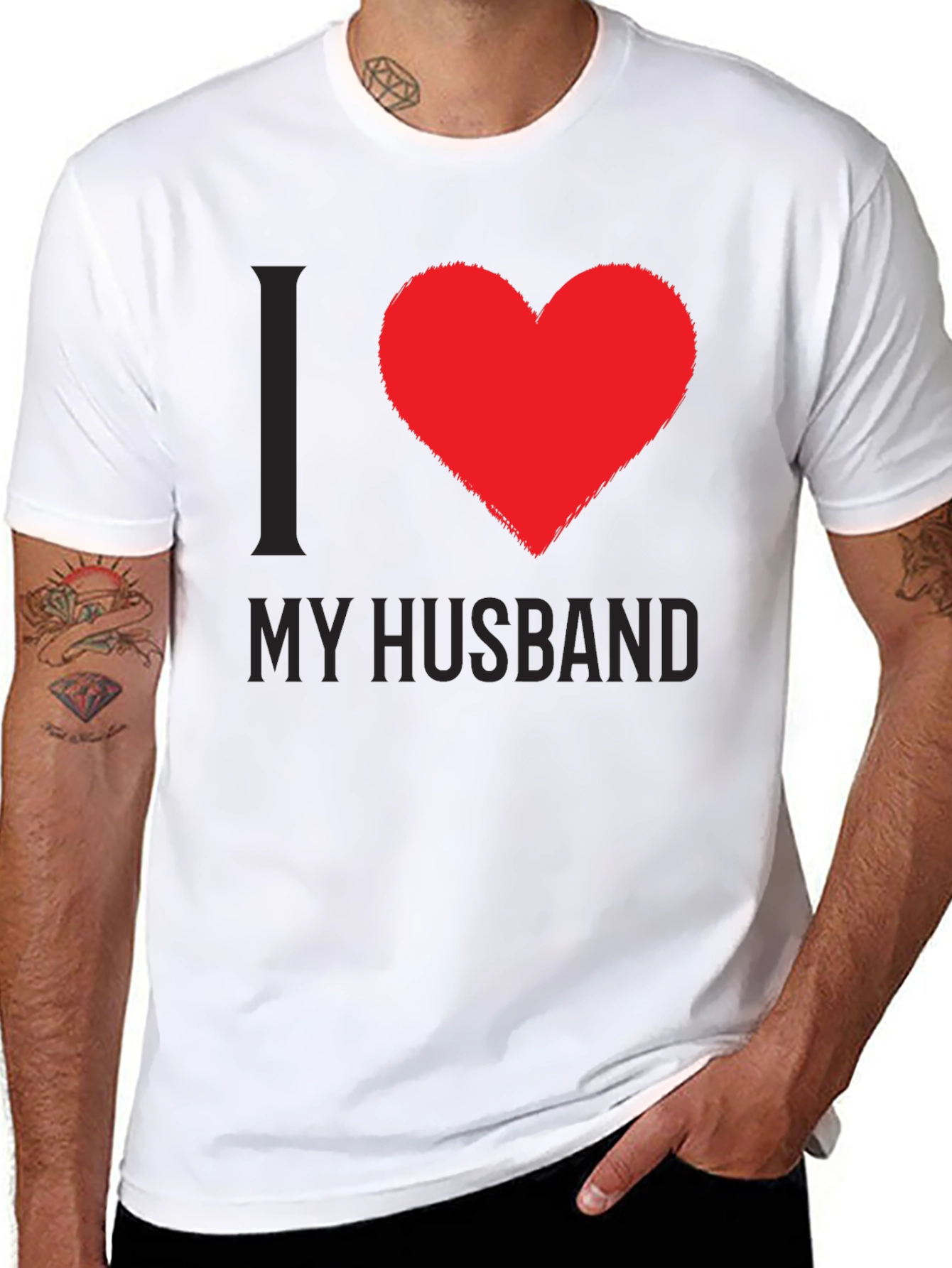I Love My Husband Tee - Heart Graphic T-Shirt
