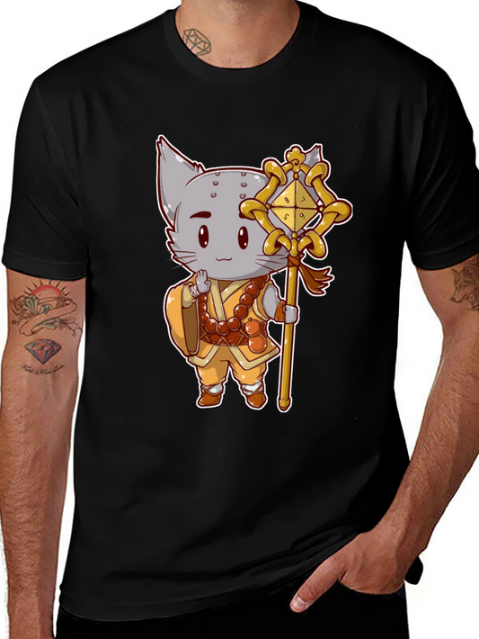 Monk Cat T-Shirt - Cute Anime Style