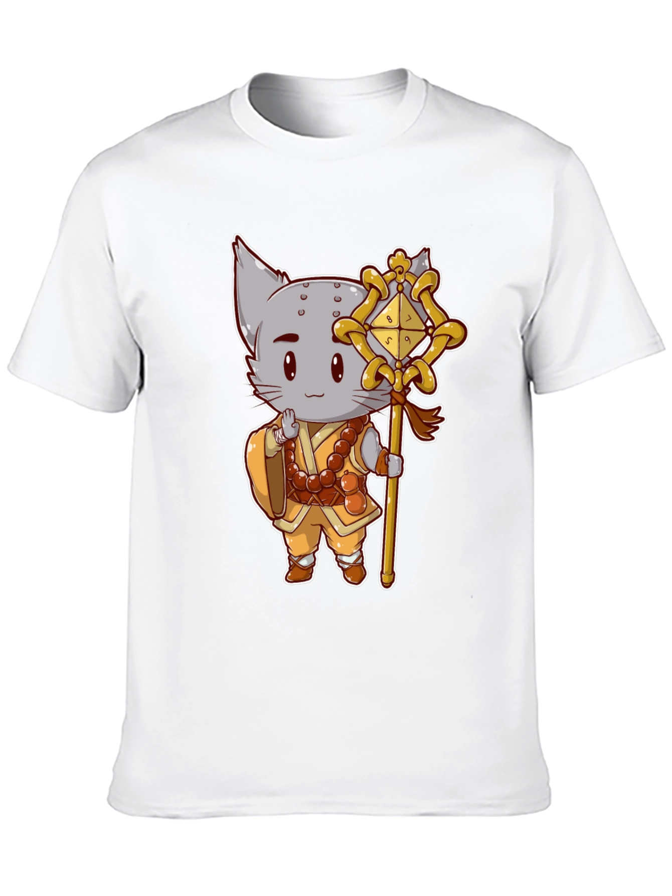 Monk Cat T-Shirt - Cute Anime Style
