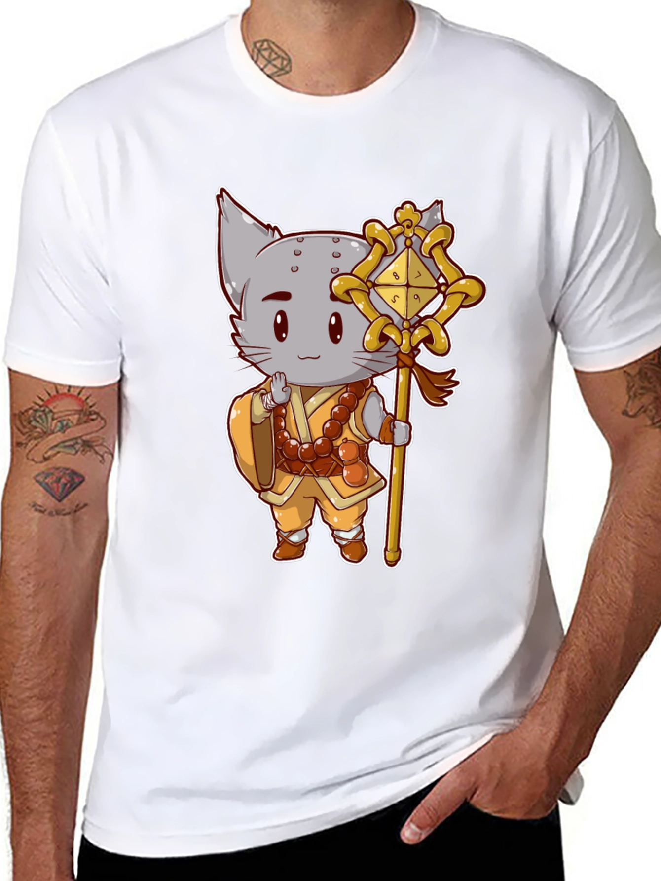 Monk Cat T-Shirt - Cute Anime Style