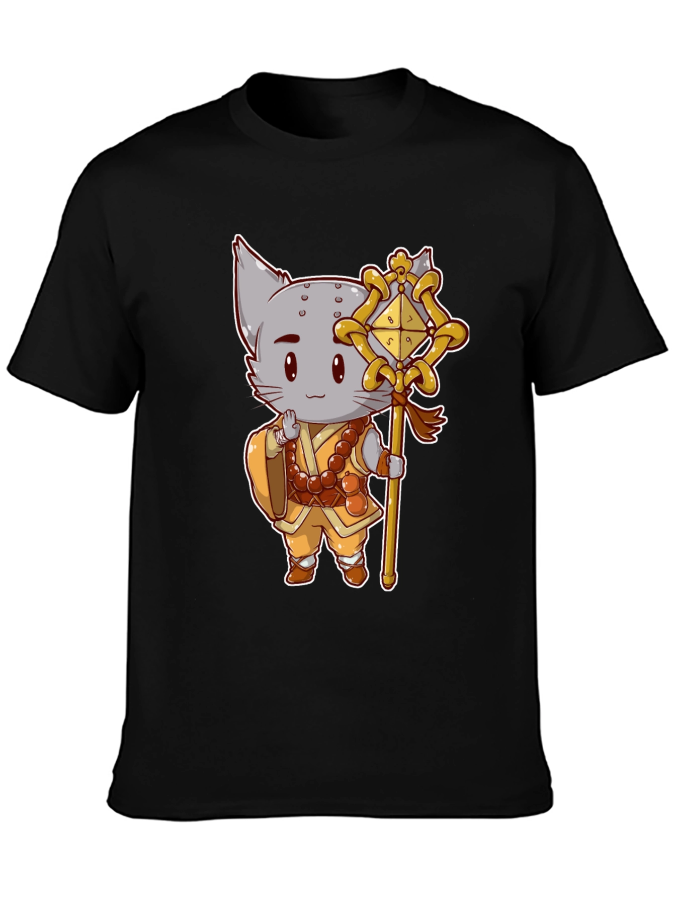 Monk Cat T-Shirt - Cute Anime Style