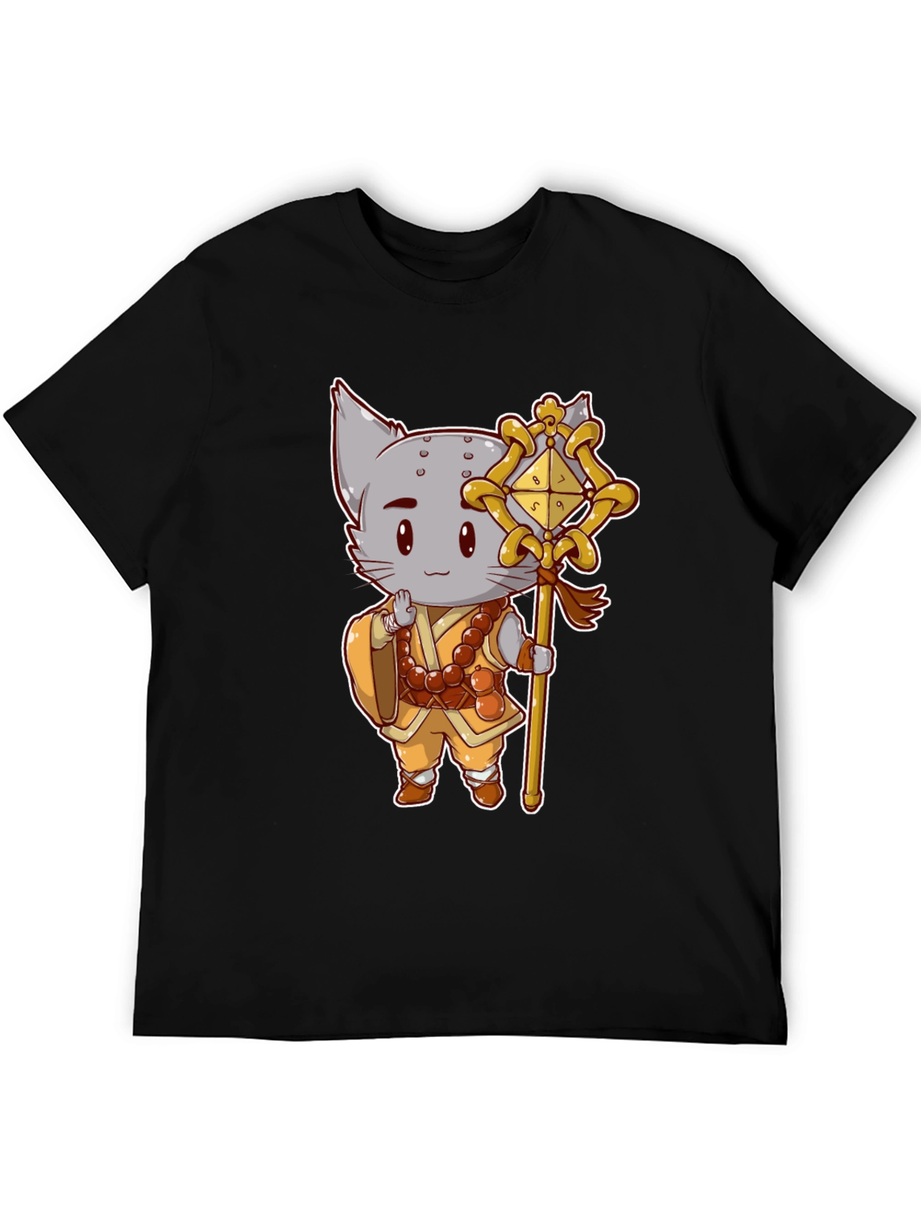Monk Cat T-Shirt - Cute Anime Style
