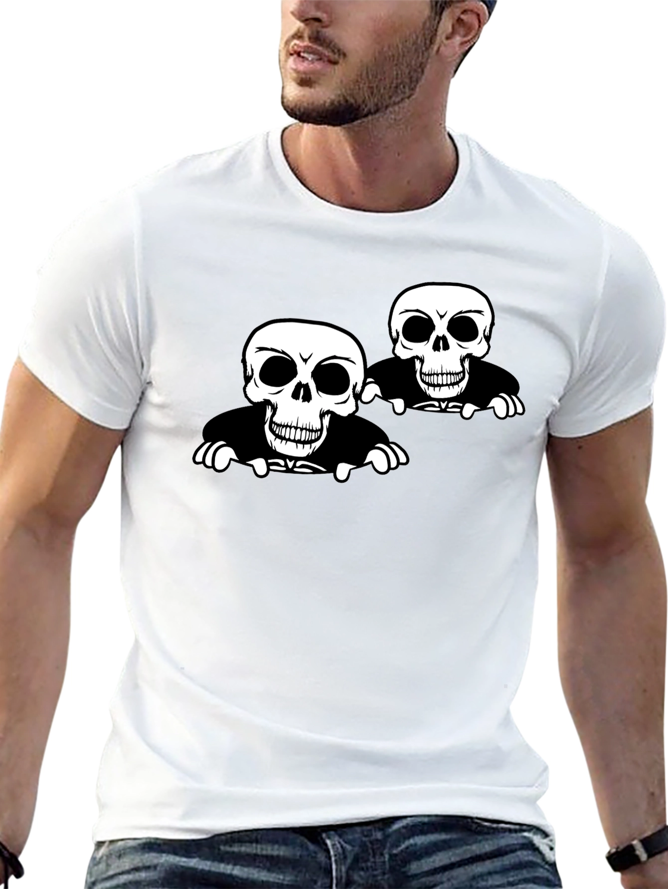 Skull Graphic Print Crew Neck T-Shirt