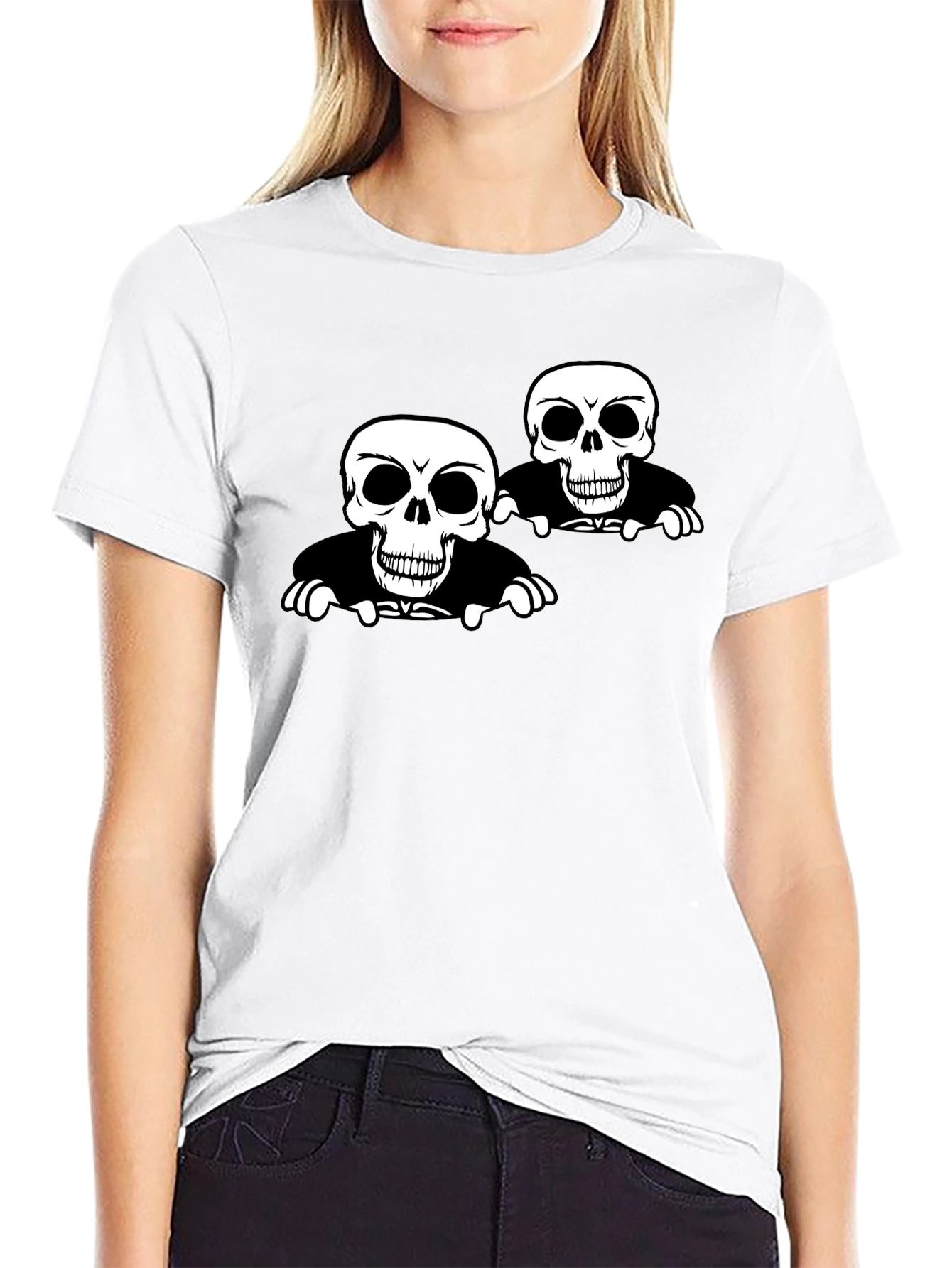 Skull Graphic Print Crew Neck T-Shirt