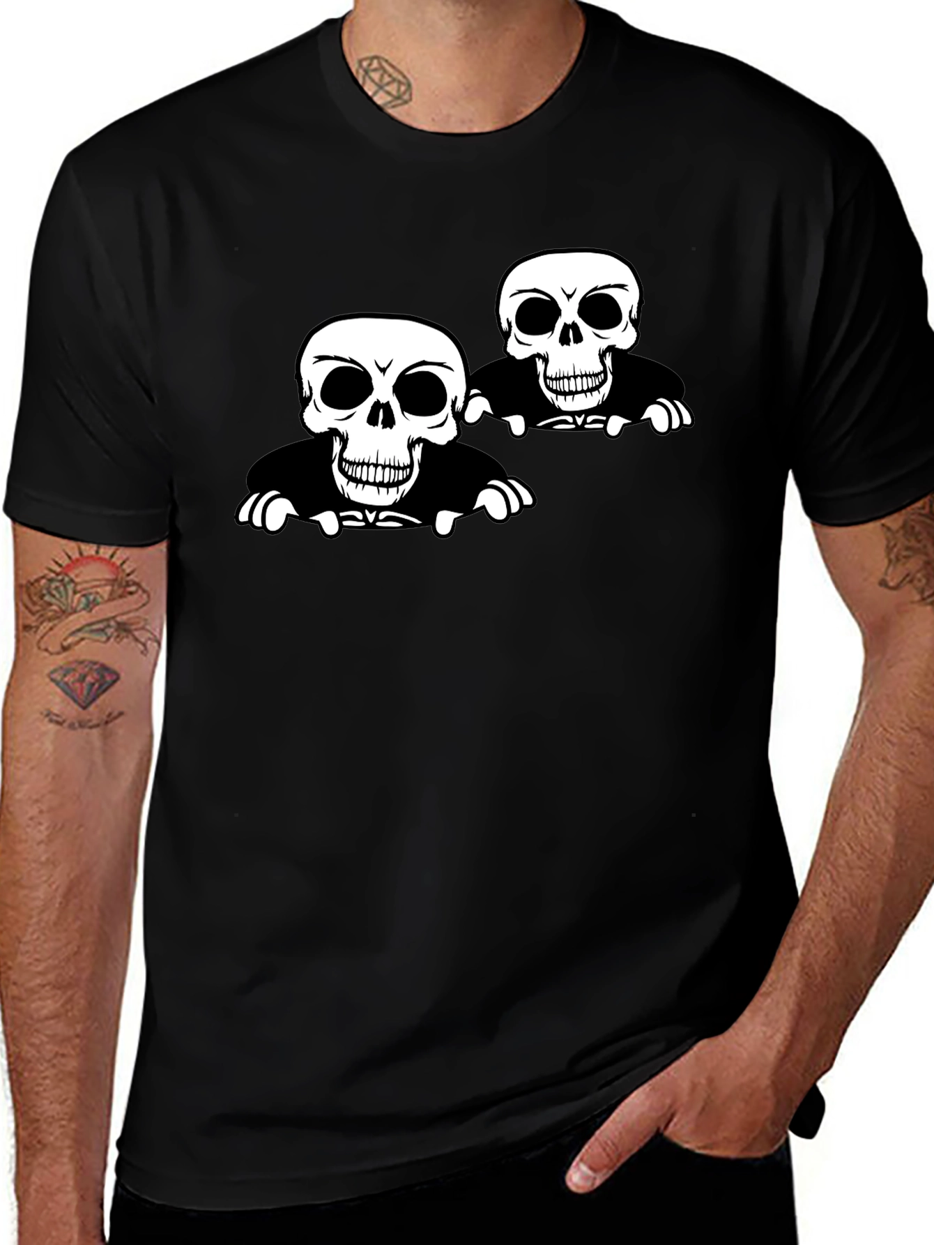 Skull Graphic Print Crew Neck T-Shirt