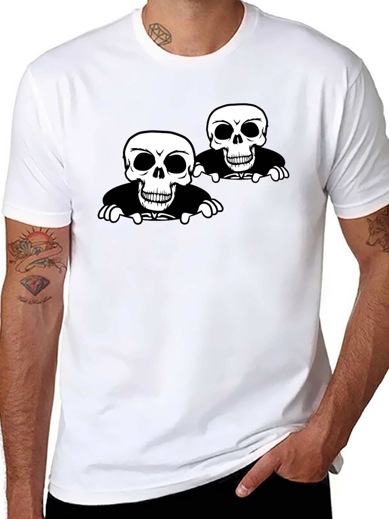 Skull Graphic Print Crew Neck T-Shirt