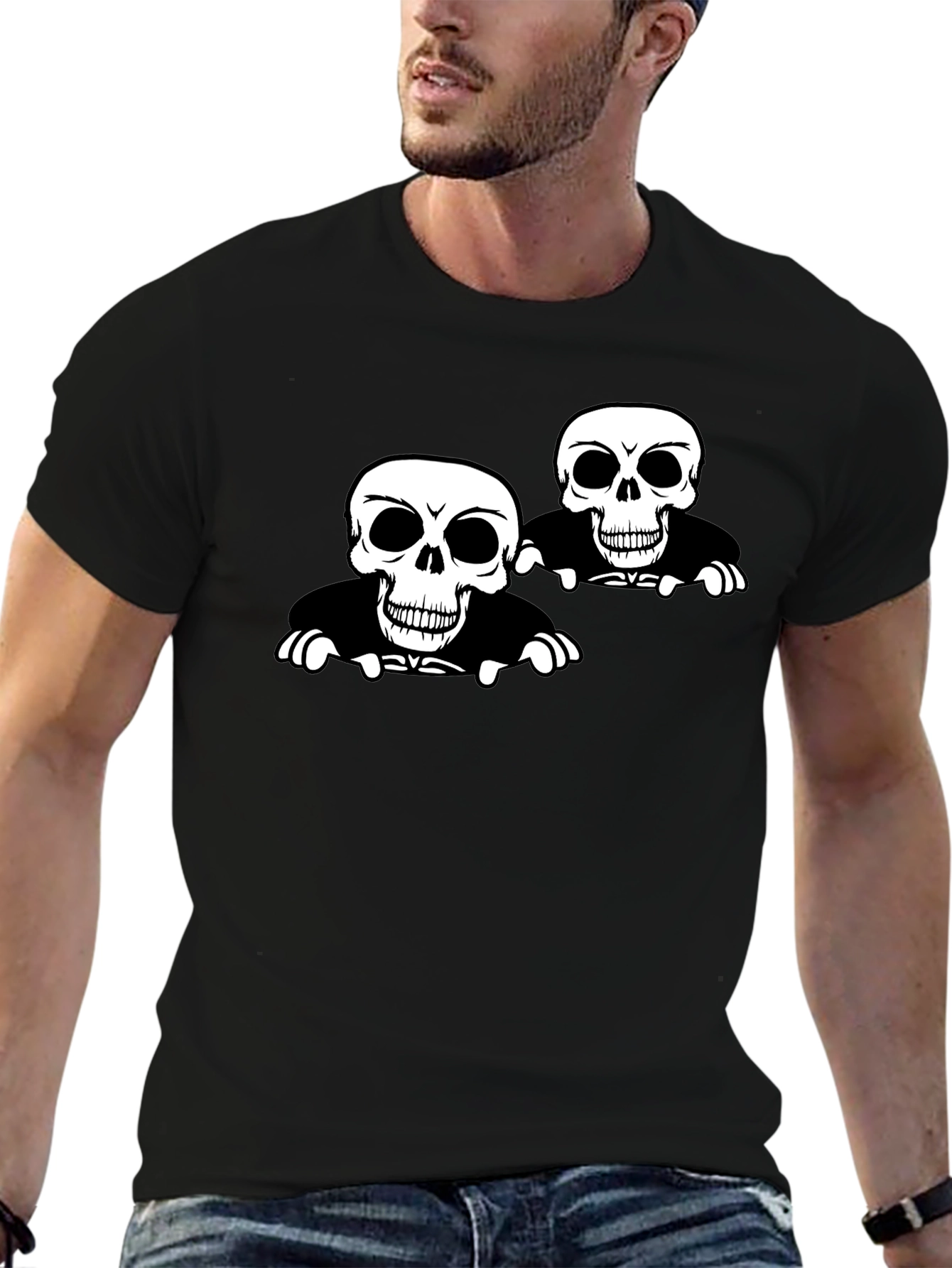 Skull Graphic Print Crew Neck T-Shirt
