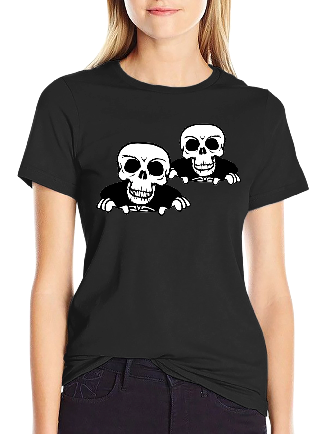 Skull Graphic Print Crew Neck T-Shirt