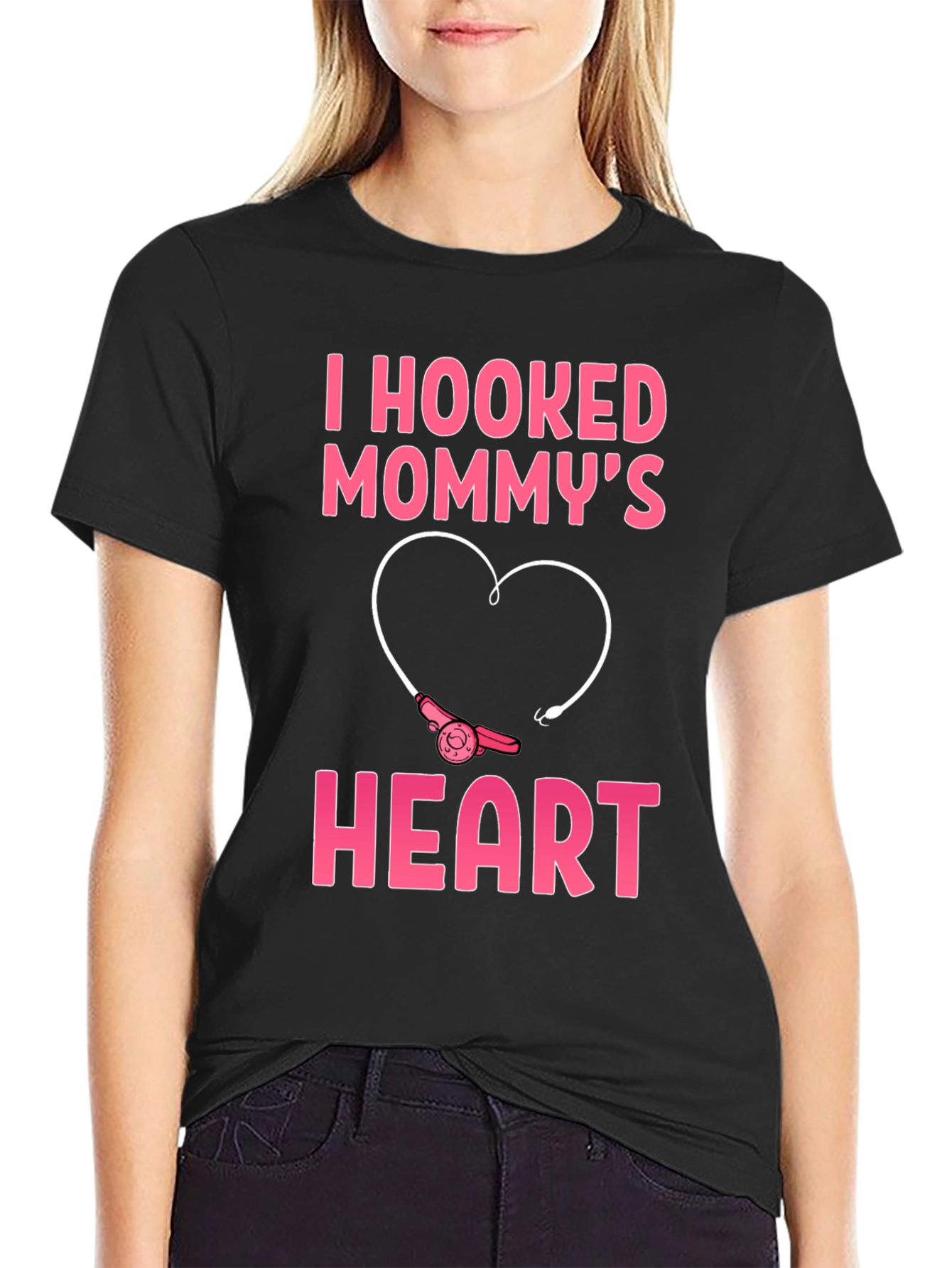 I Hooked Mommys Heart T-Shirt - Cute Fishing Tee