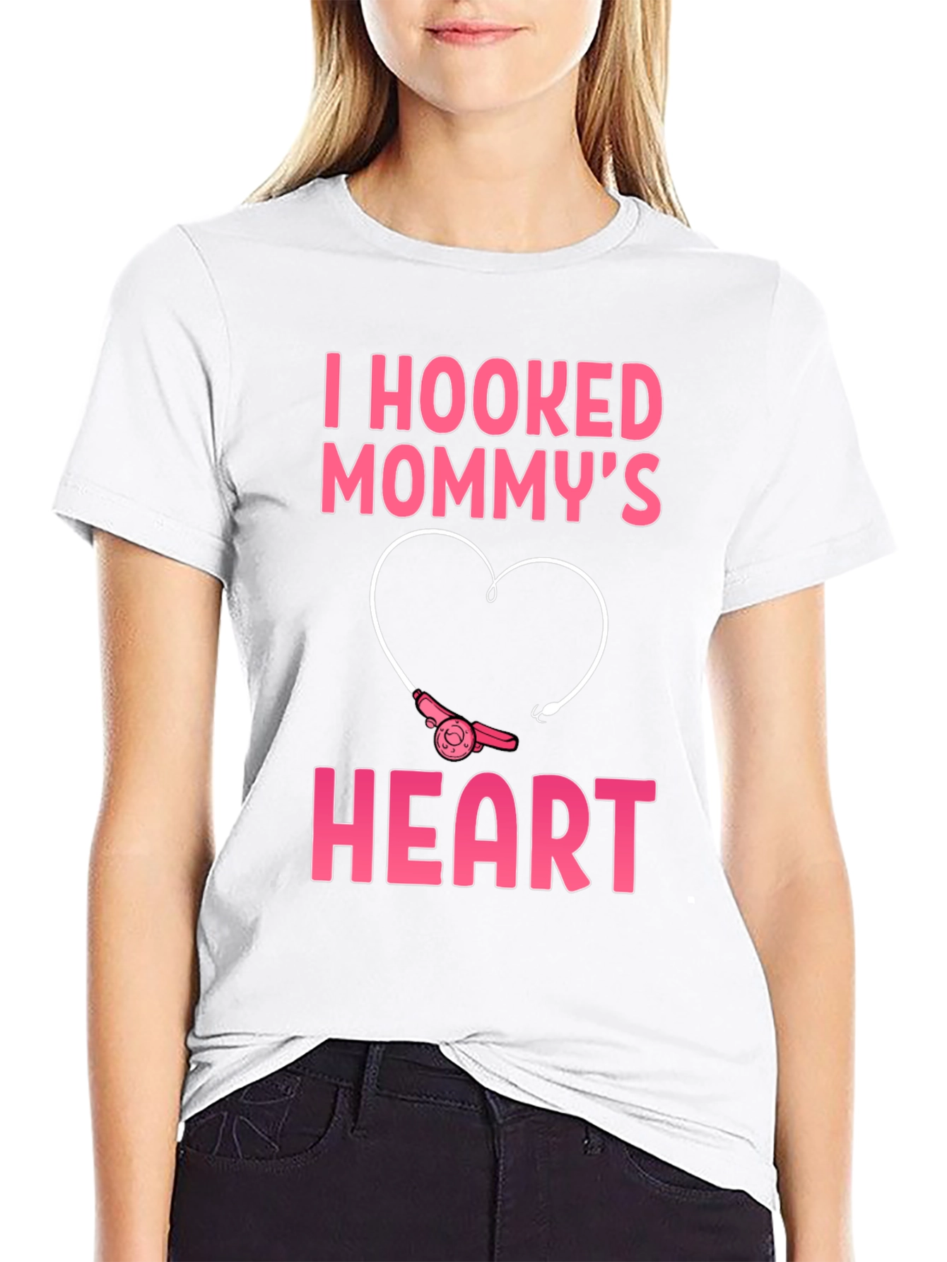 I Hooked Mommys Heart T-Shirt - Cute Fishing Tee