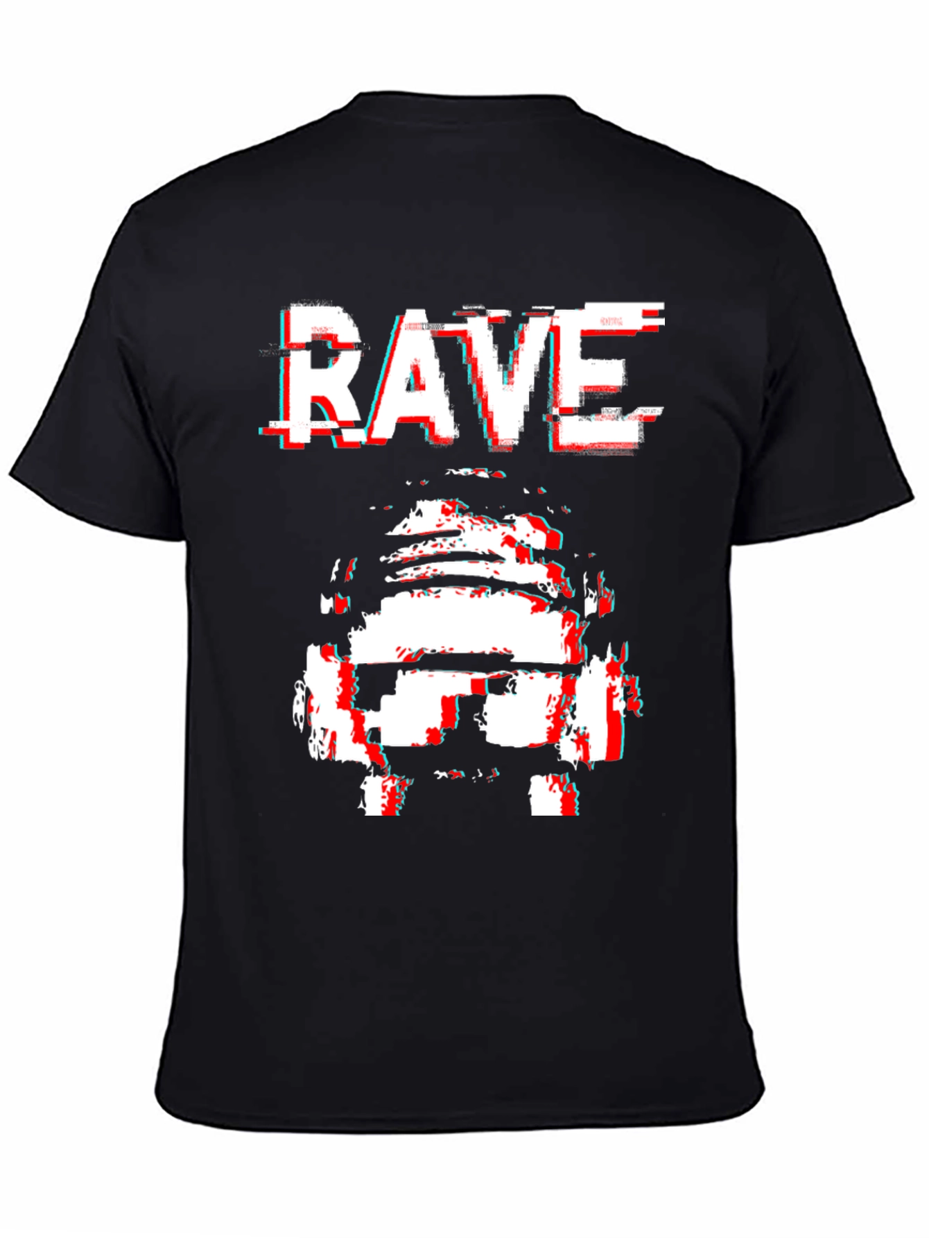 Rave Glitch T-Shirt - Black Cotton Graphic Tee