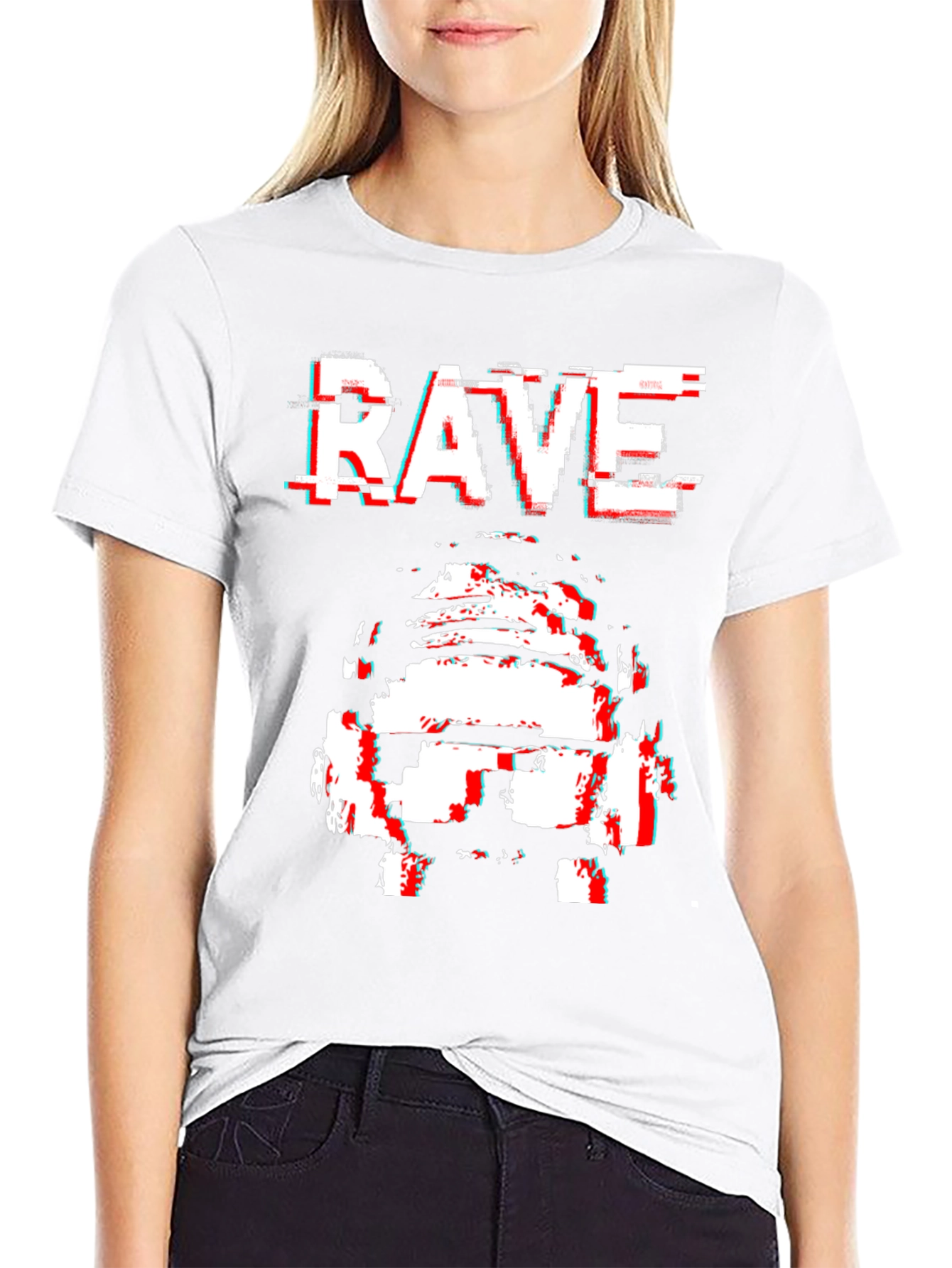 Rave Glitch T-Shirt - Black Cotton Graphic Tee