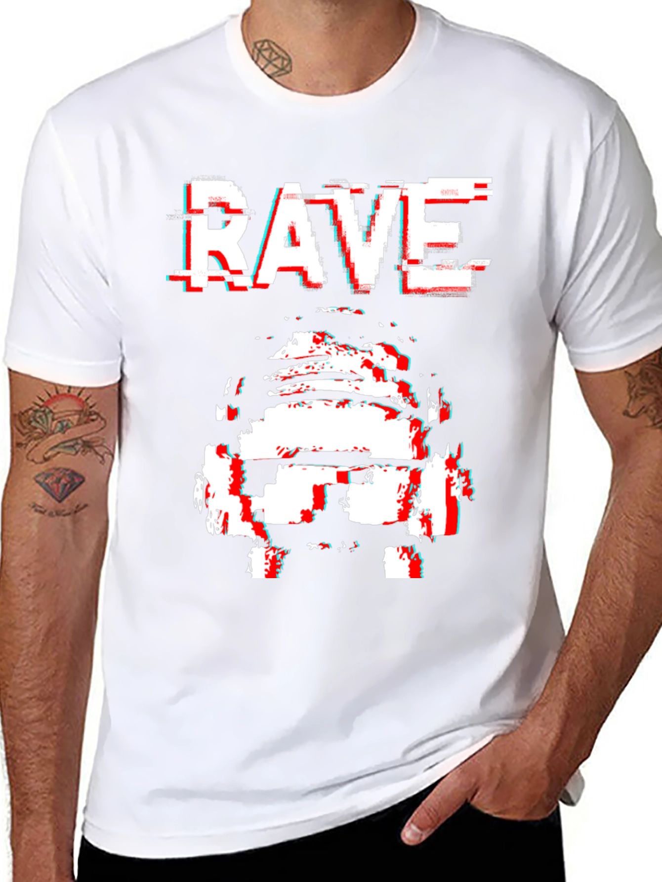 Rave Glitch T-Shirt - Black Cotton Graphic Tee
