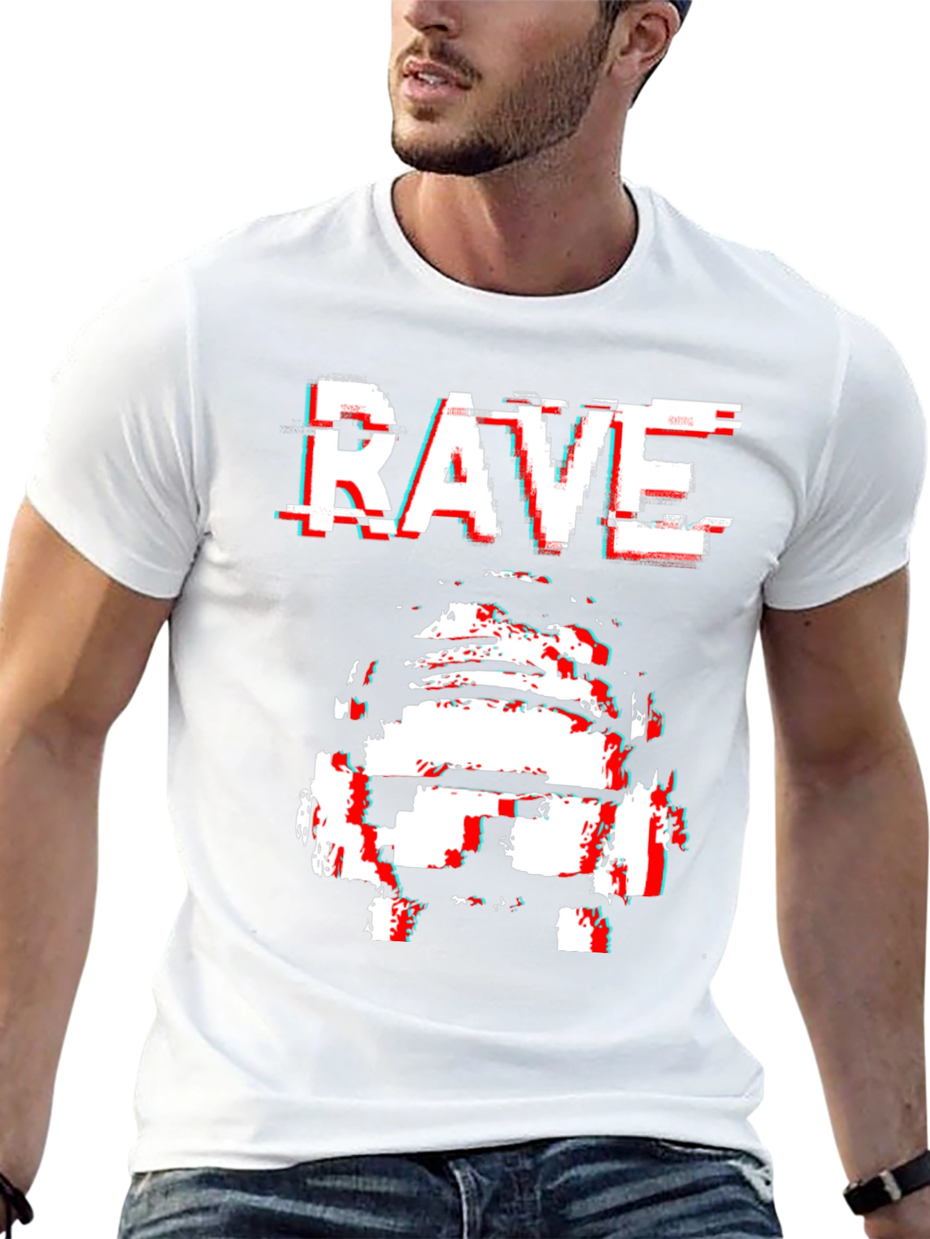 Rave Glitch T-Shirt - Black Cotton Graphic Tee