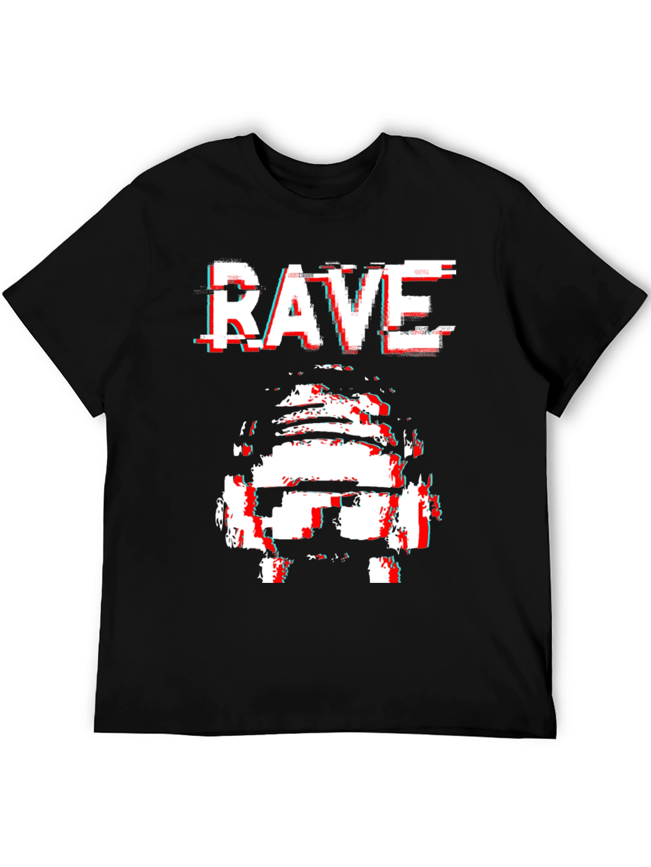 Rave Glitch T-Shirt - Black Cotton Graphic Tee