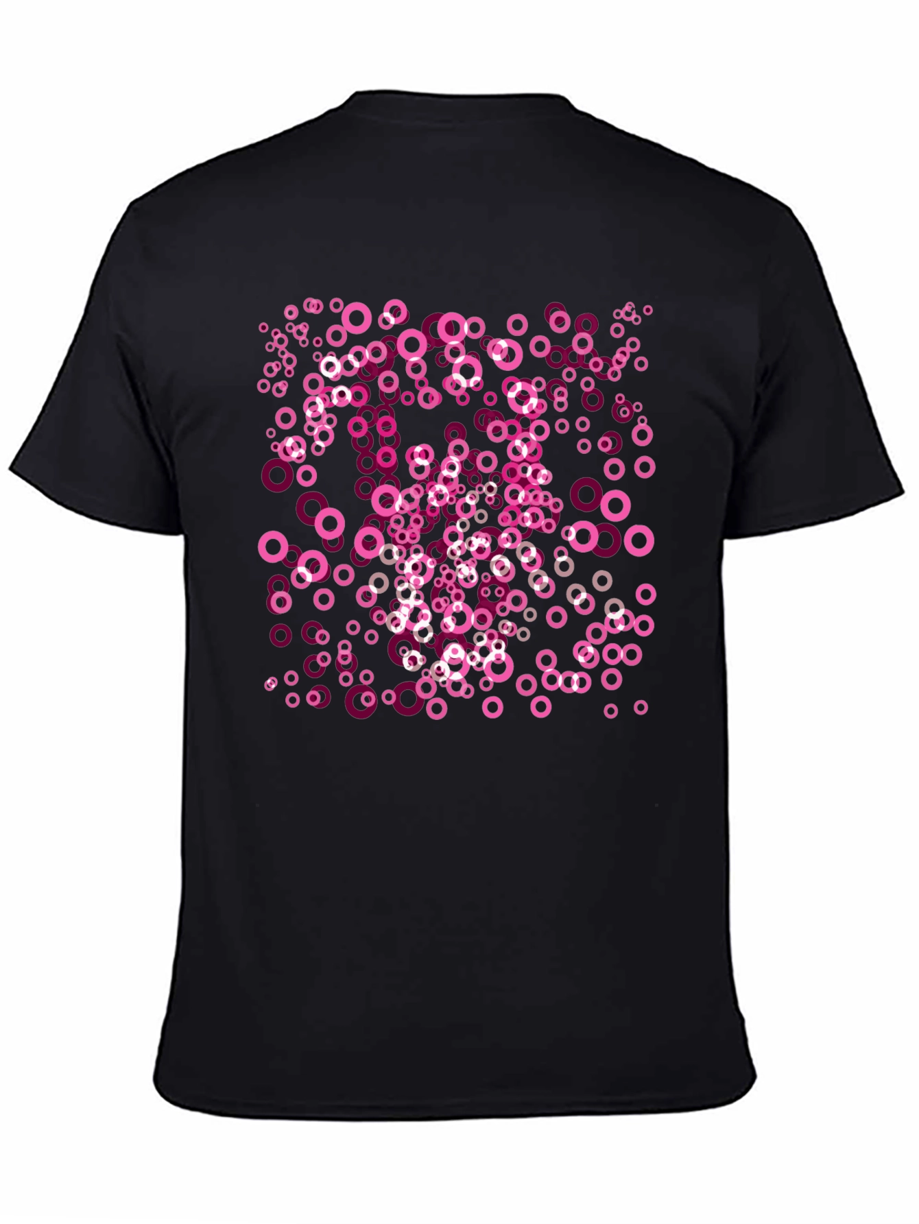 Pink Circle Pattern Black T-Shirt