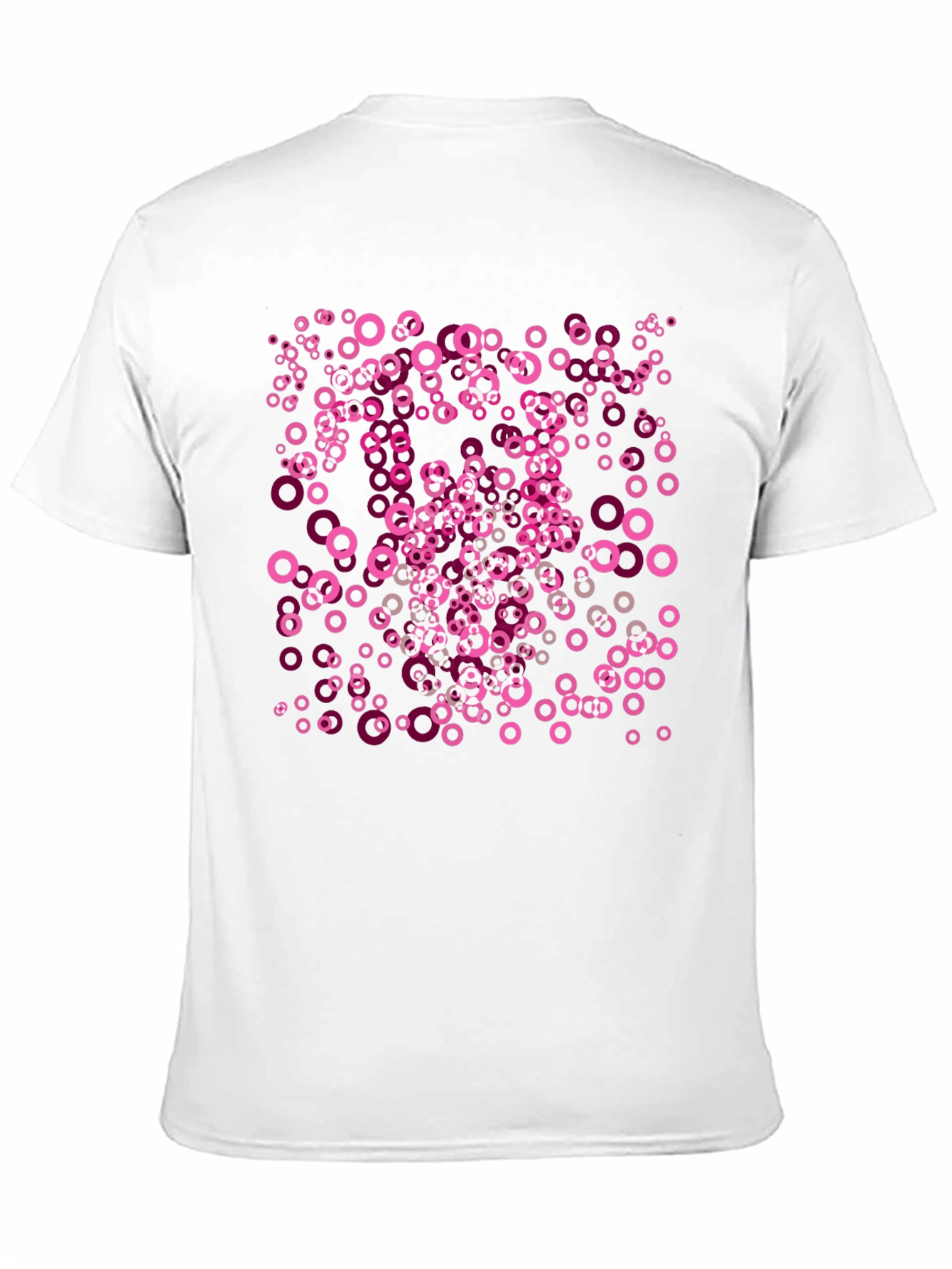 Pink Circle Pattern Black T-Shirt
