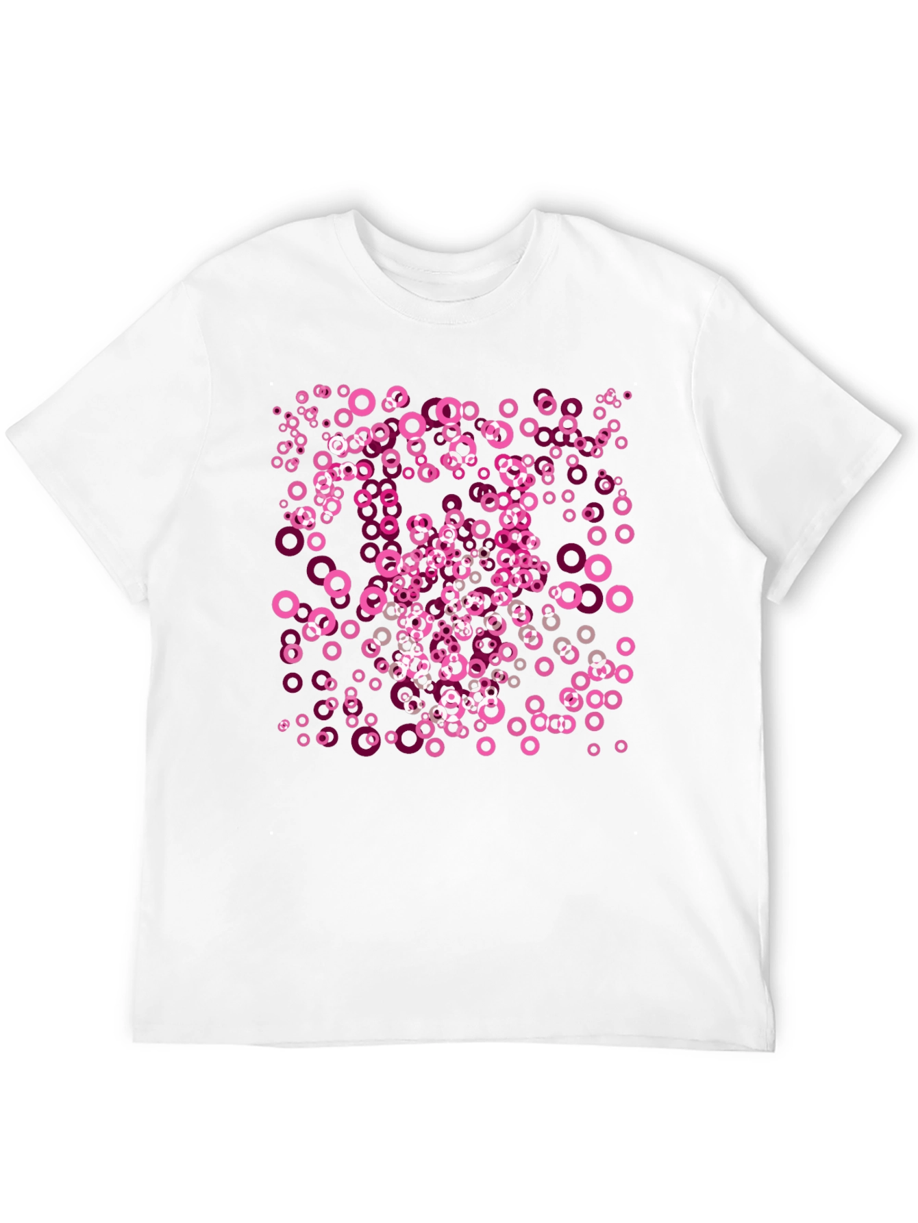 Pink Circle Pattern Black T-Shirt