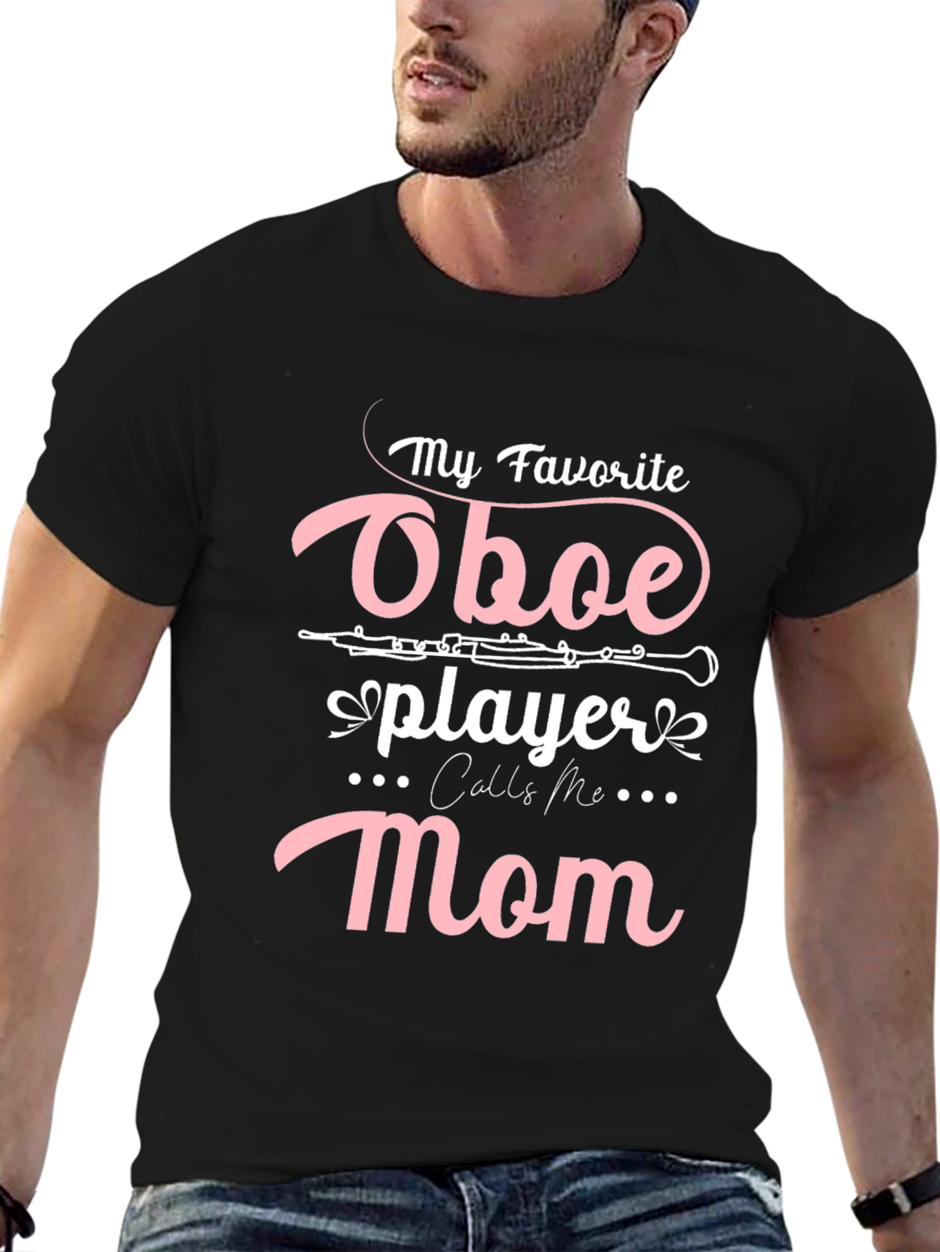 Oboe Player Mom T-Shirt - Black Casual Tee