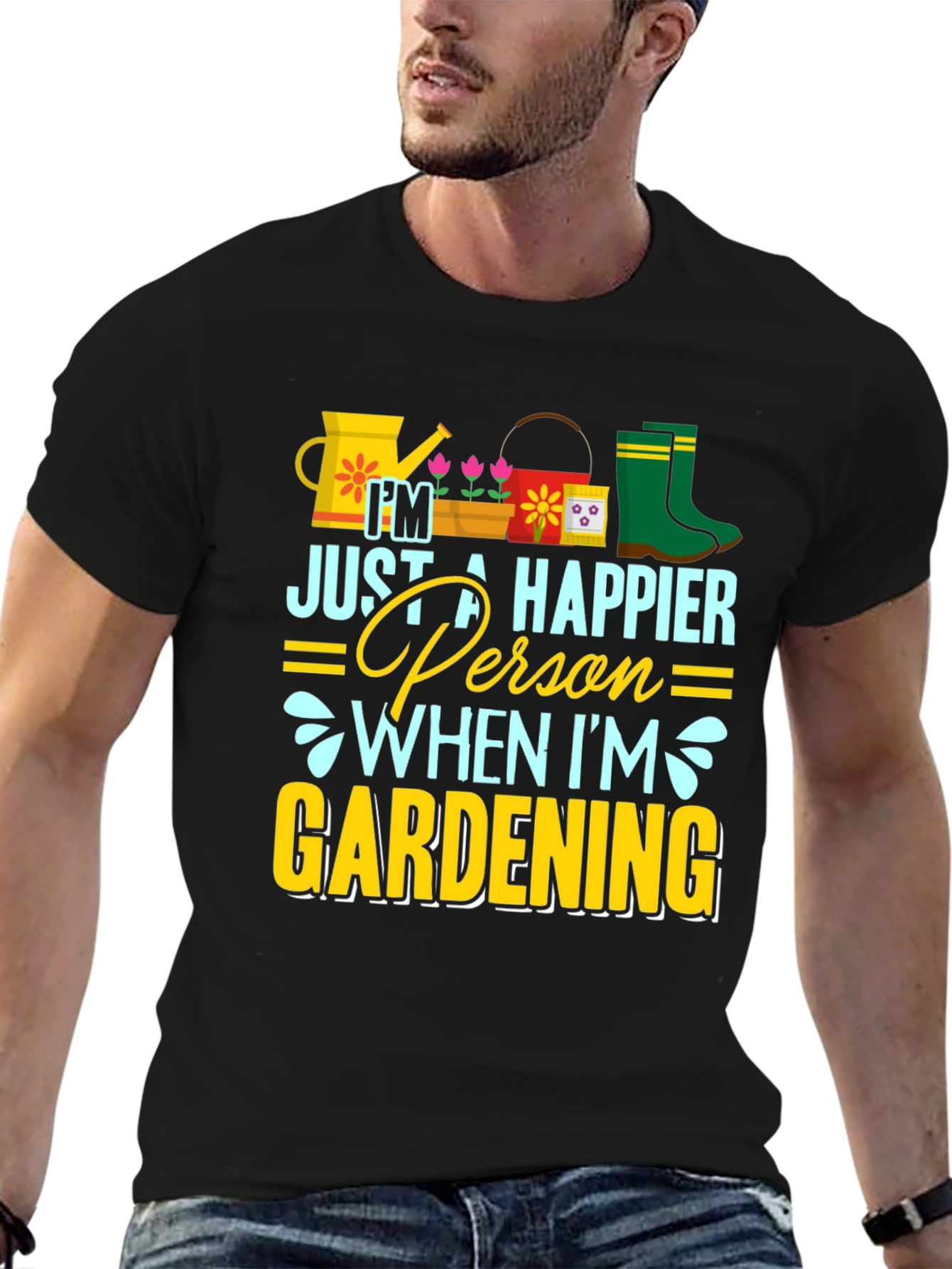 Gardening Lover T-Shirt - Happier Person When Gardening