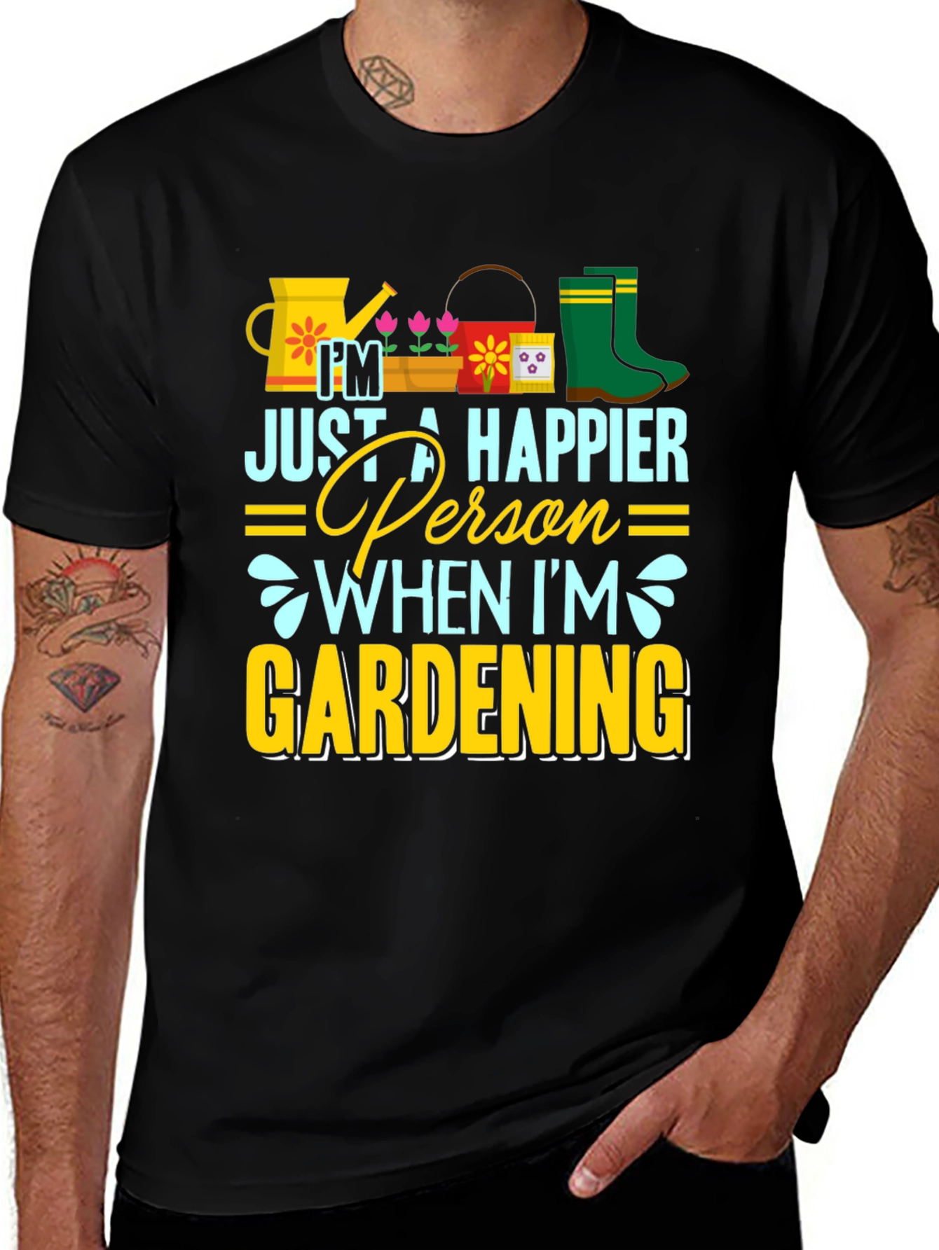 Gardening Lover T-Shirt - Happier Person When Gardening