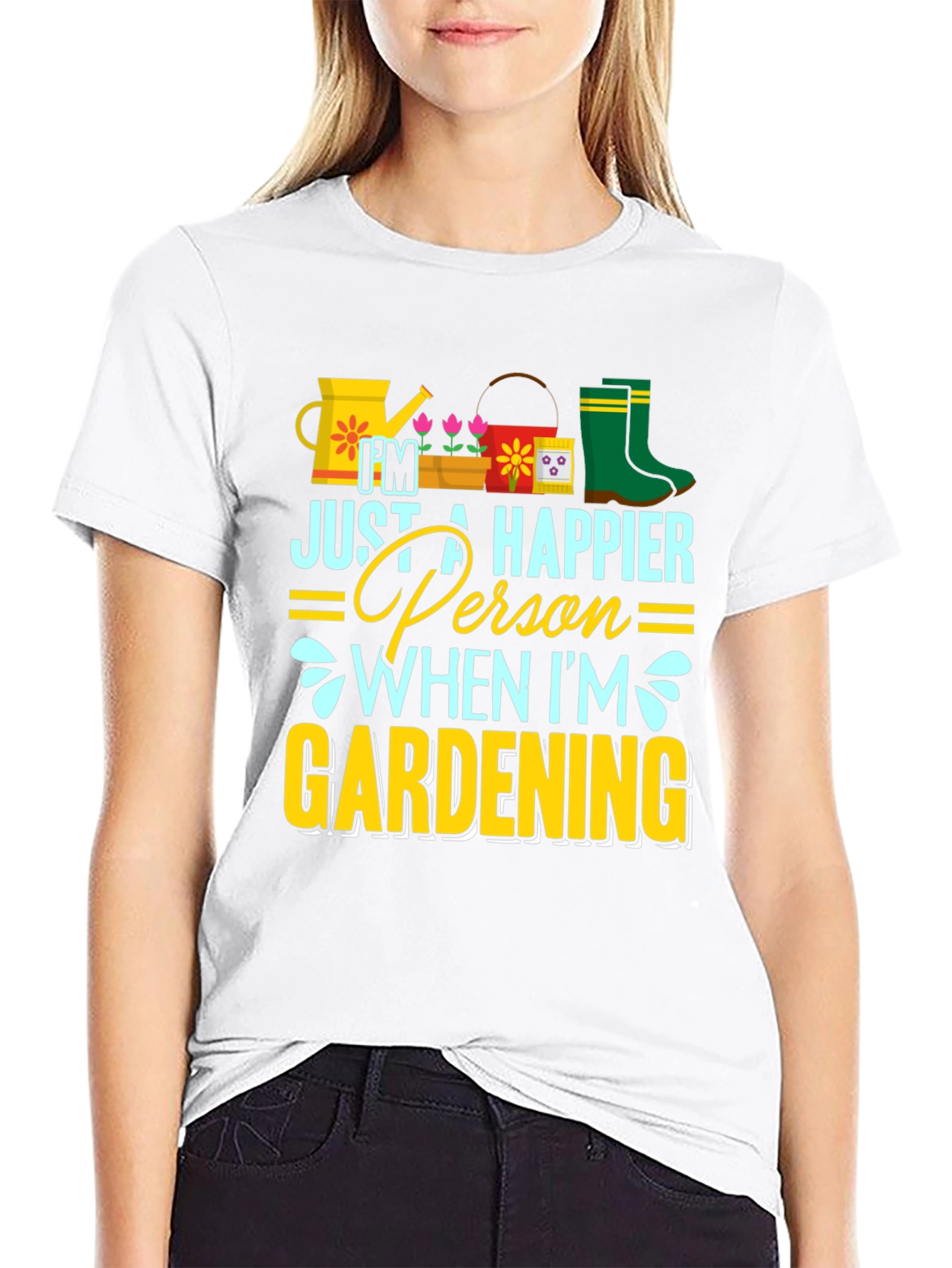 Gardening Lover T-Shirt - Happier Person When Gardening