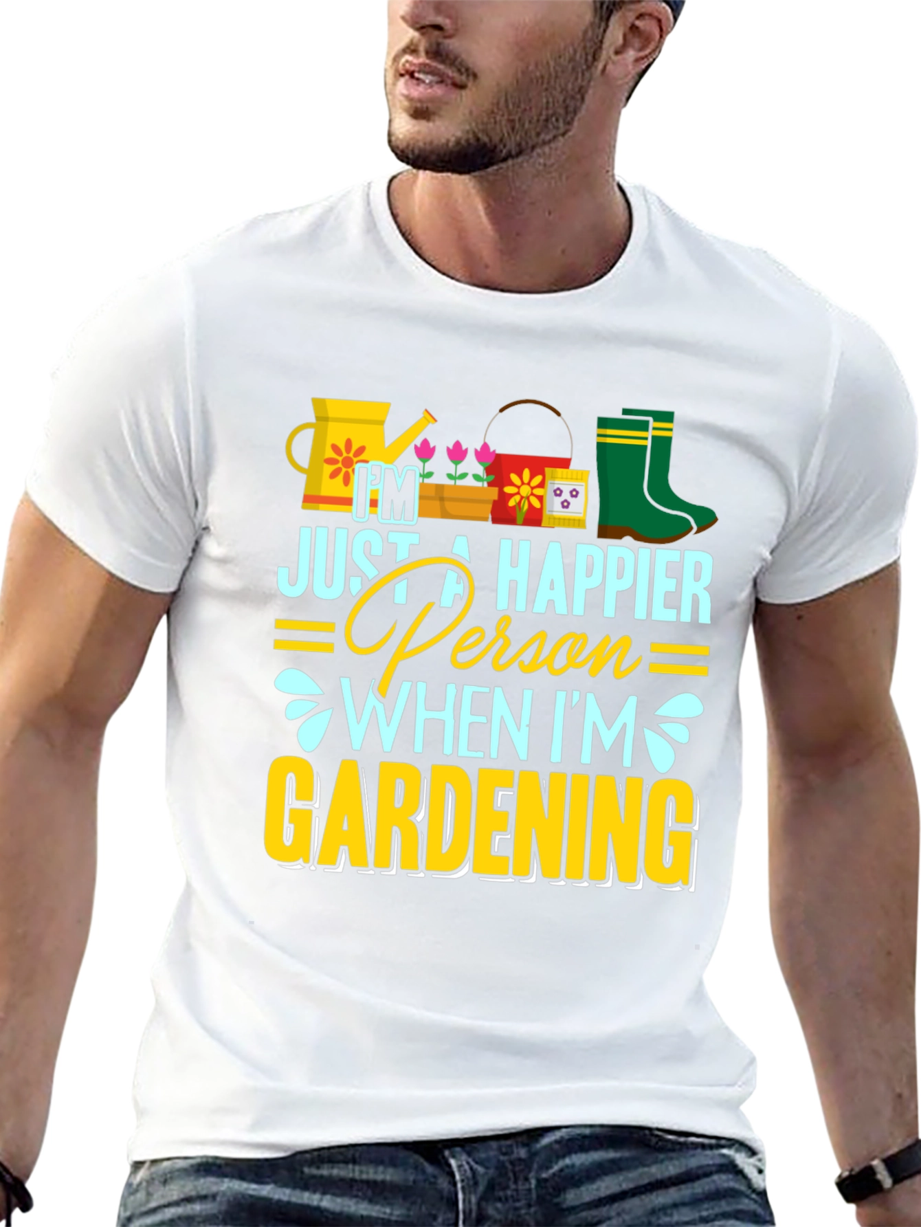Gardening Lover T-Shirt - Happier Person When Gardening
