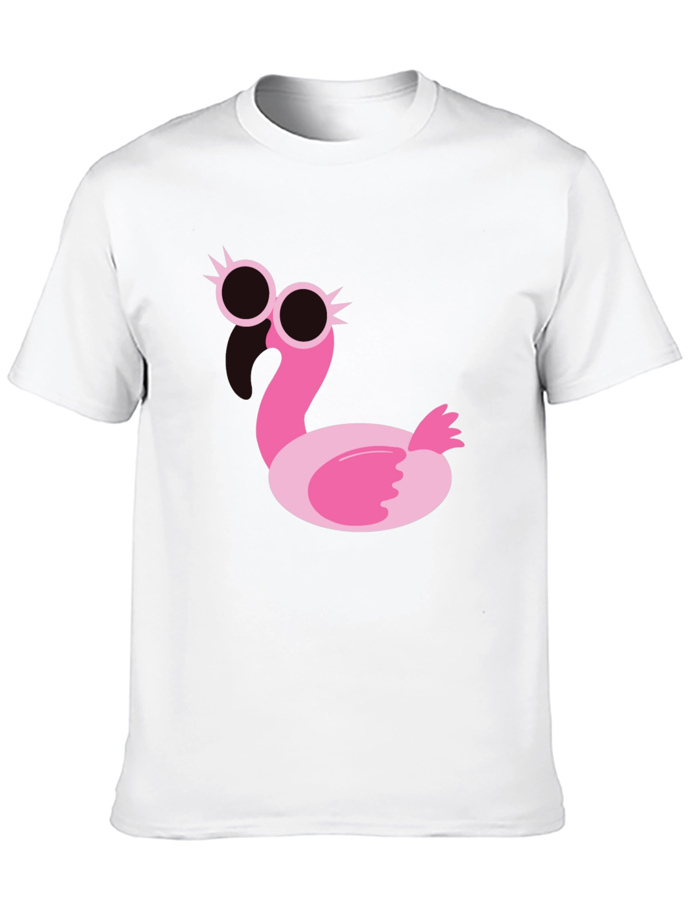 Funky Flamingo Graphic Tee - Black Cotton T-Shirt