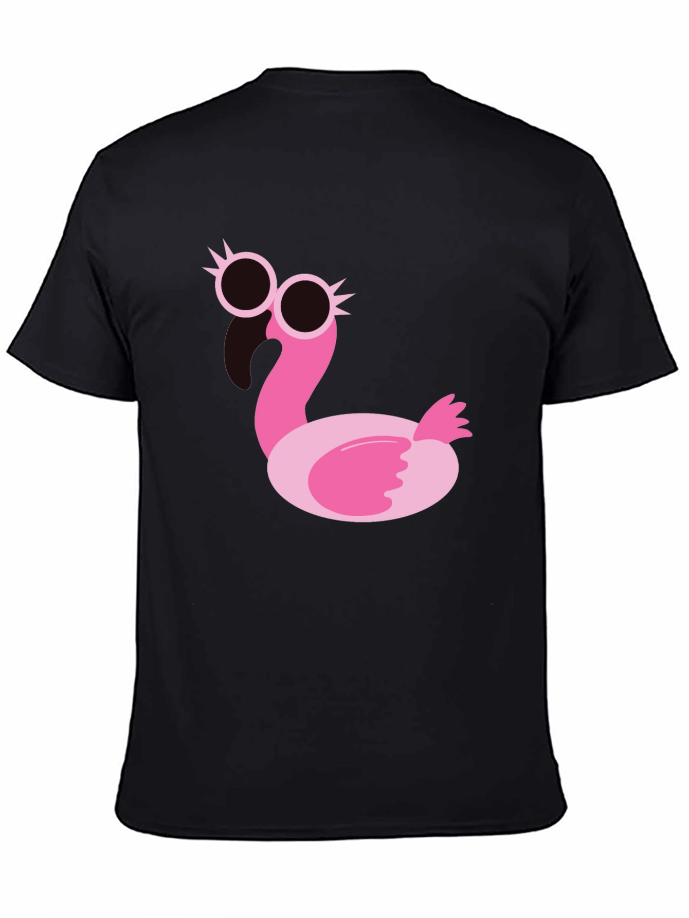Funky Flamingo Graphic Tee - Black Cotton T-Shirt