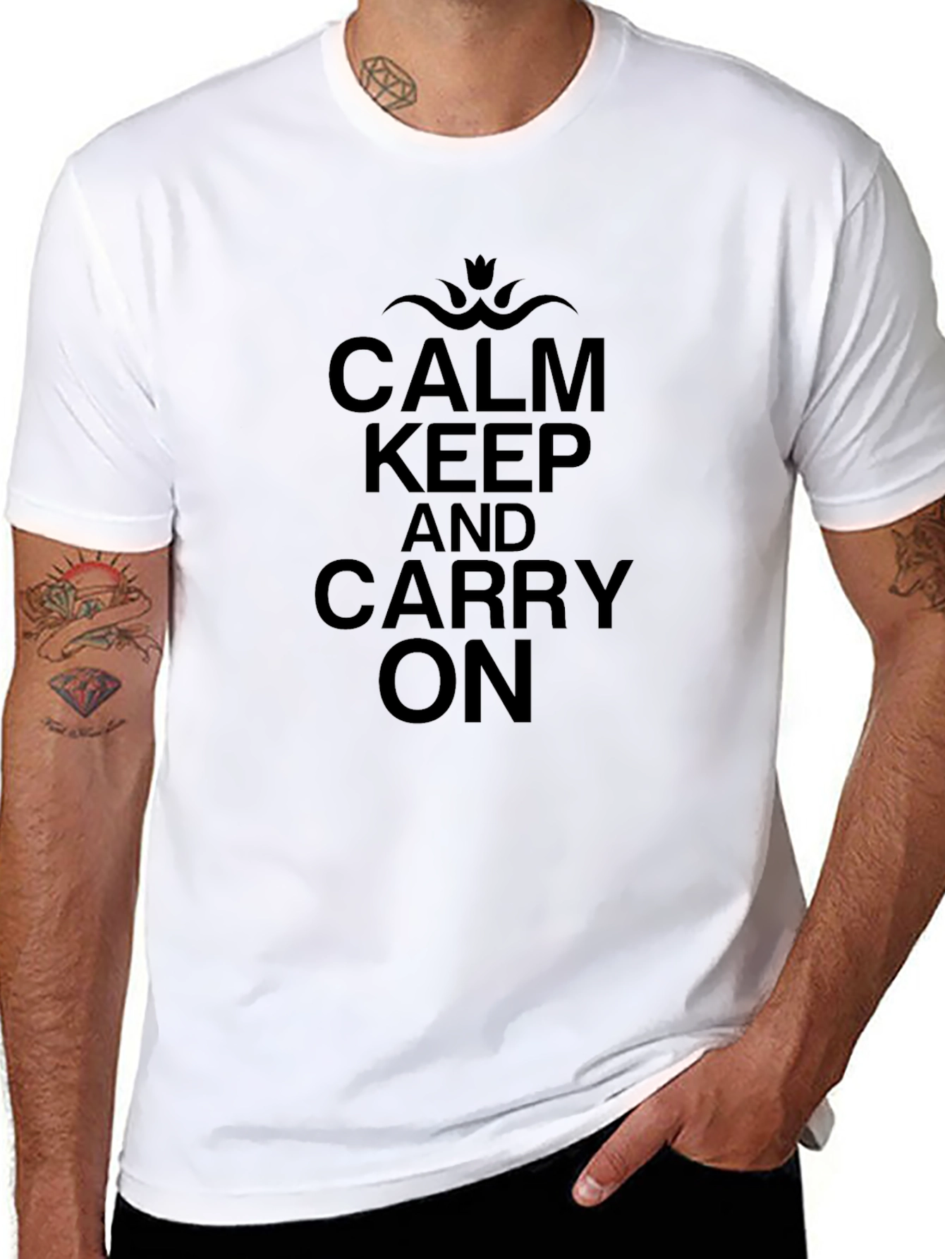 Keep Calm and Carry On Black T-Shirt
