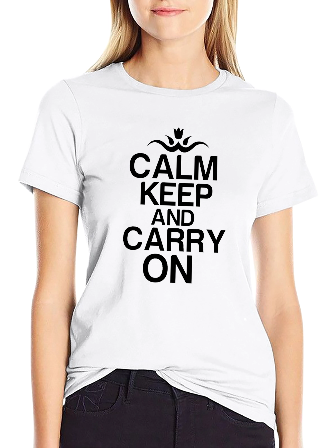 Keep Calm and Carry On Black T-Shirt