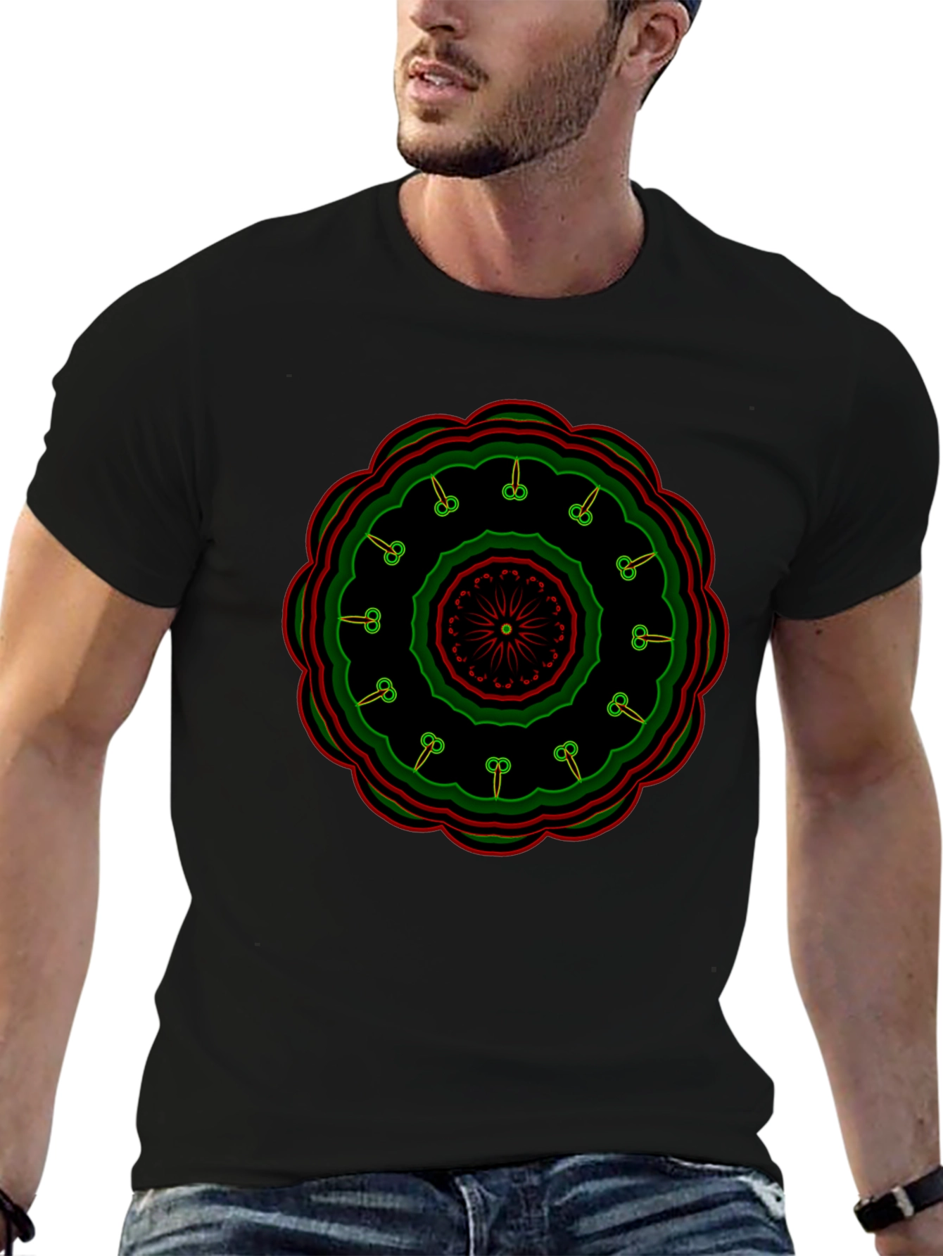 Mandala Graphic Print Black T-Shirt