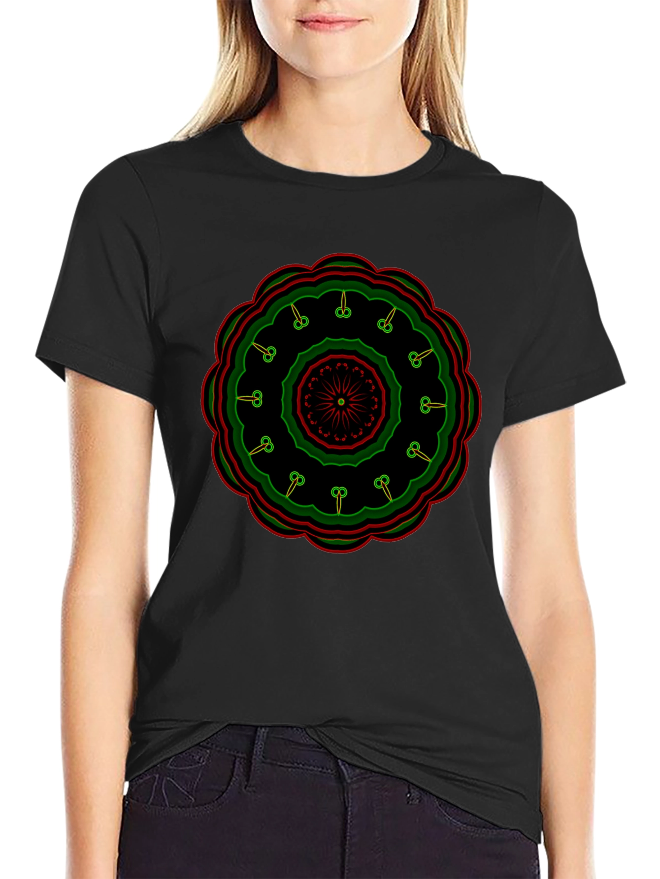 Mandala Graphic Print Black T-Shirt