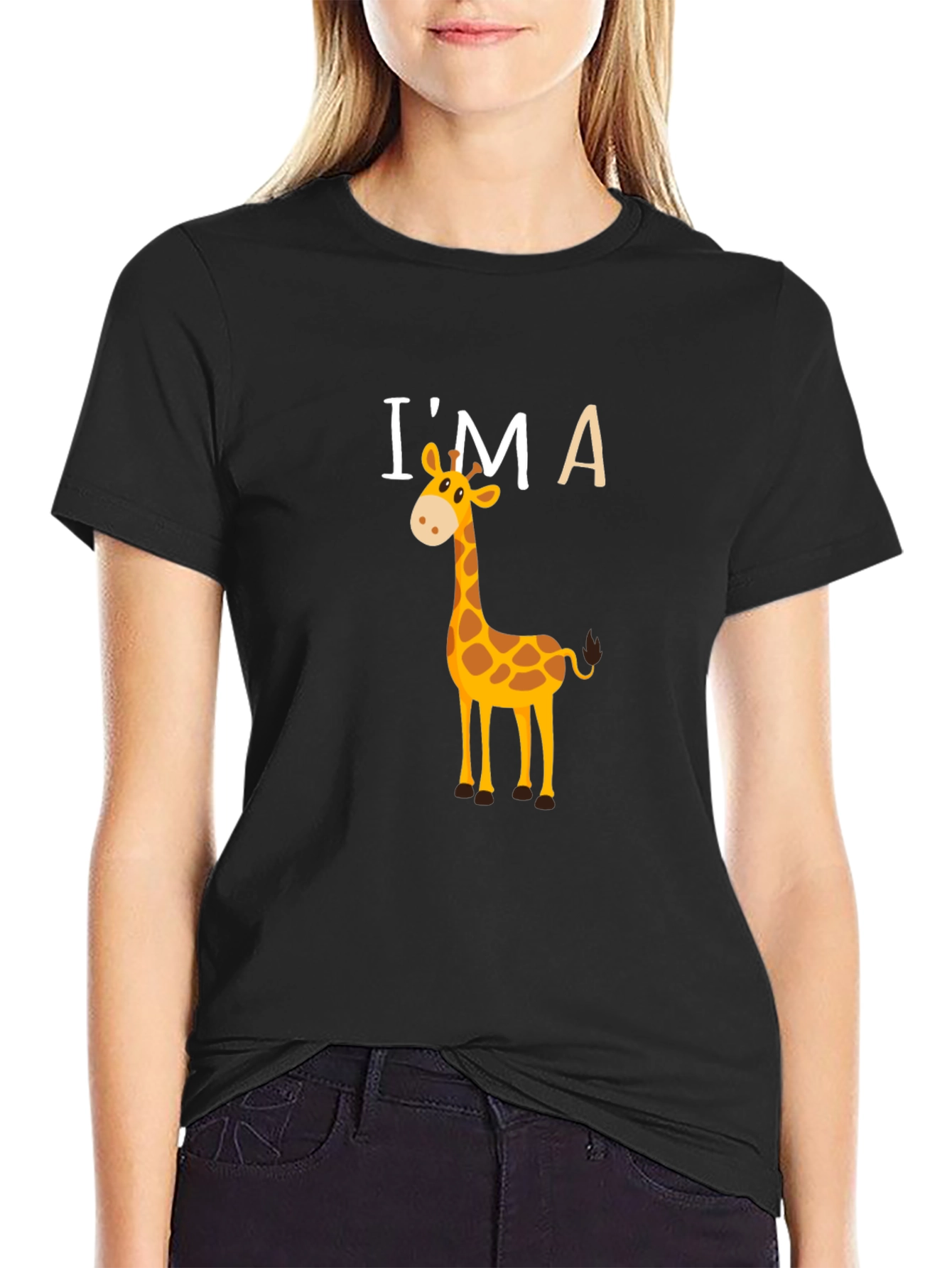Im A Giraffe Graphic T-Shirt - Black