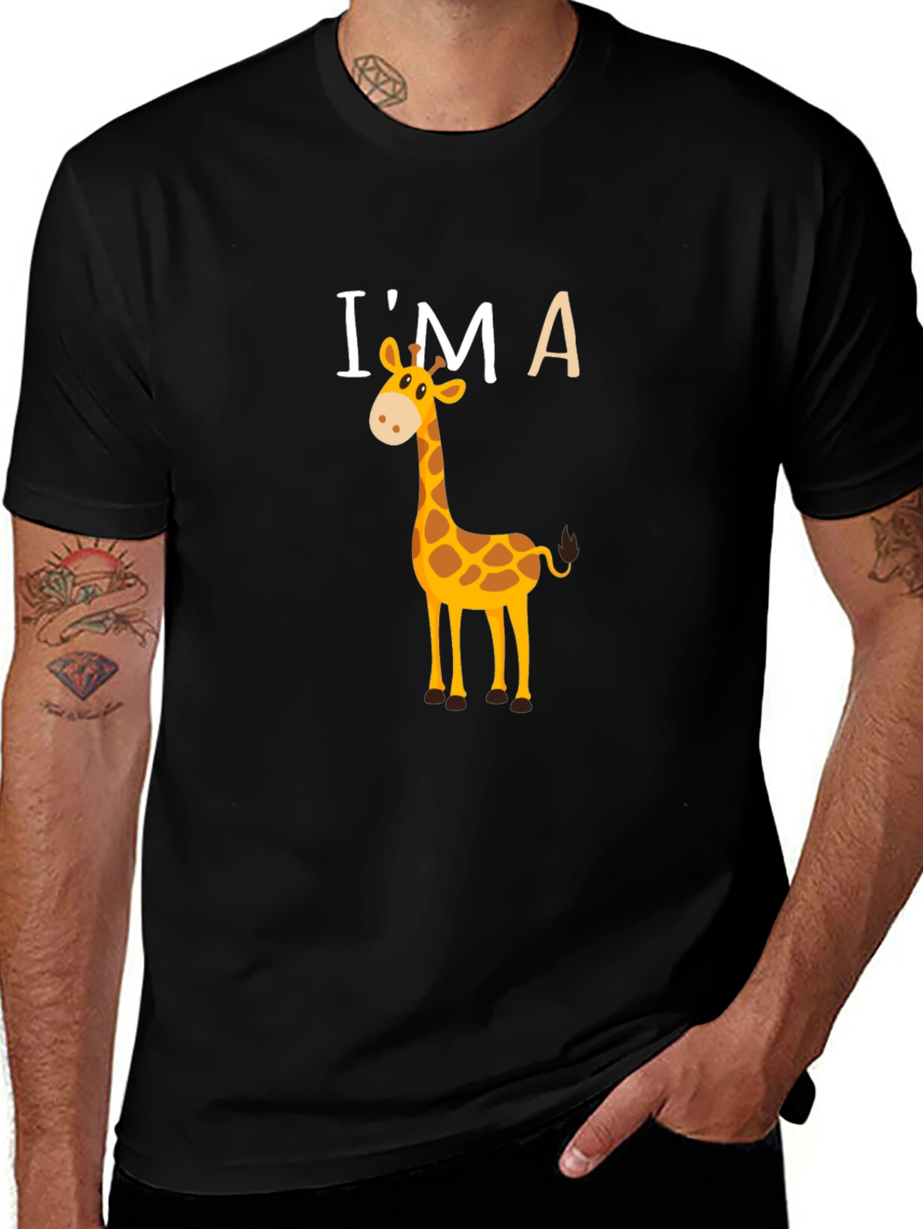 Im A Giraffe Graphic T-Shirt - Black