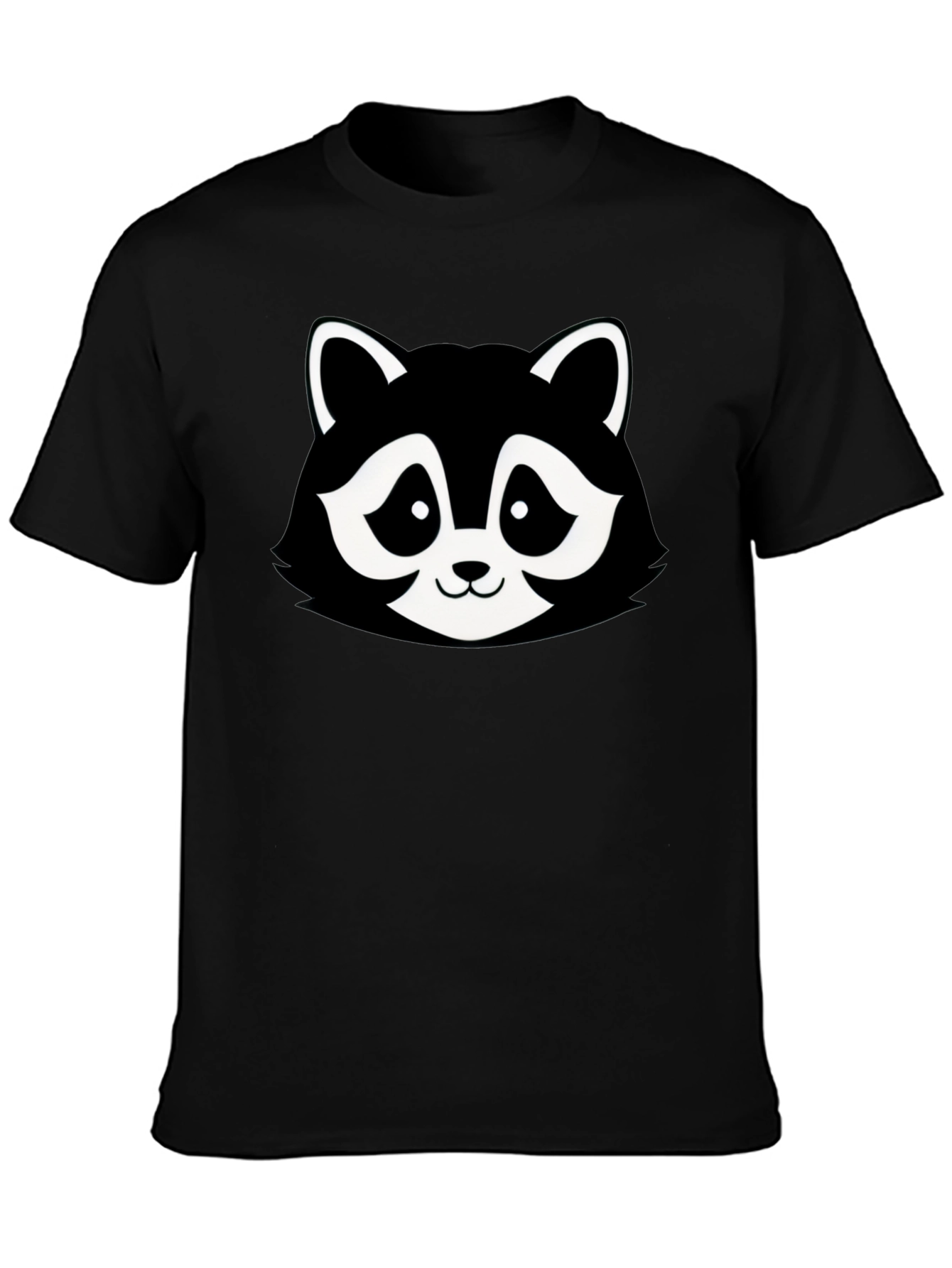Cartoon Raccoon Graphic T-Shirt - Black