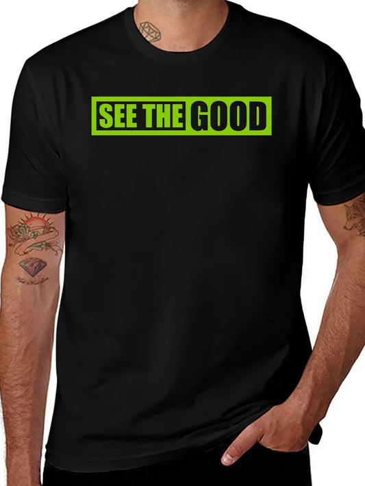 See The Good Graphic Tee - Black Cotton Casual T-Shirt