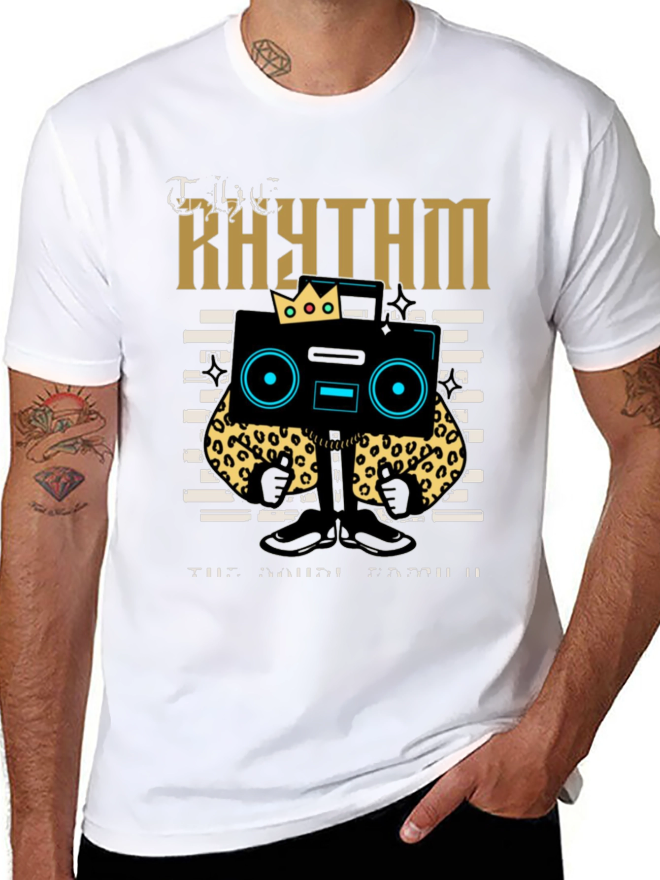 Rhythm Graphic Tee - Cool Cartoon Boombox Design