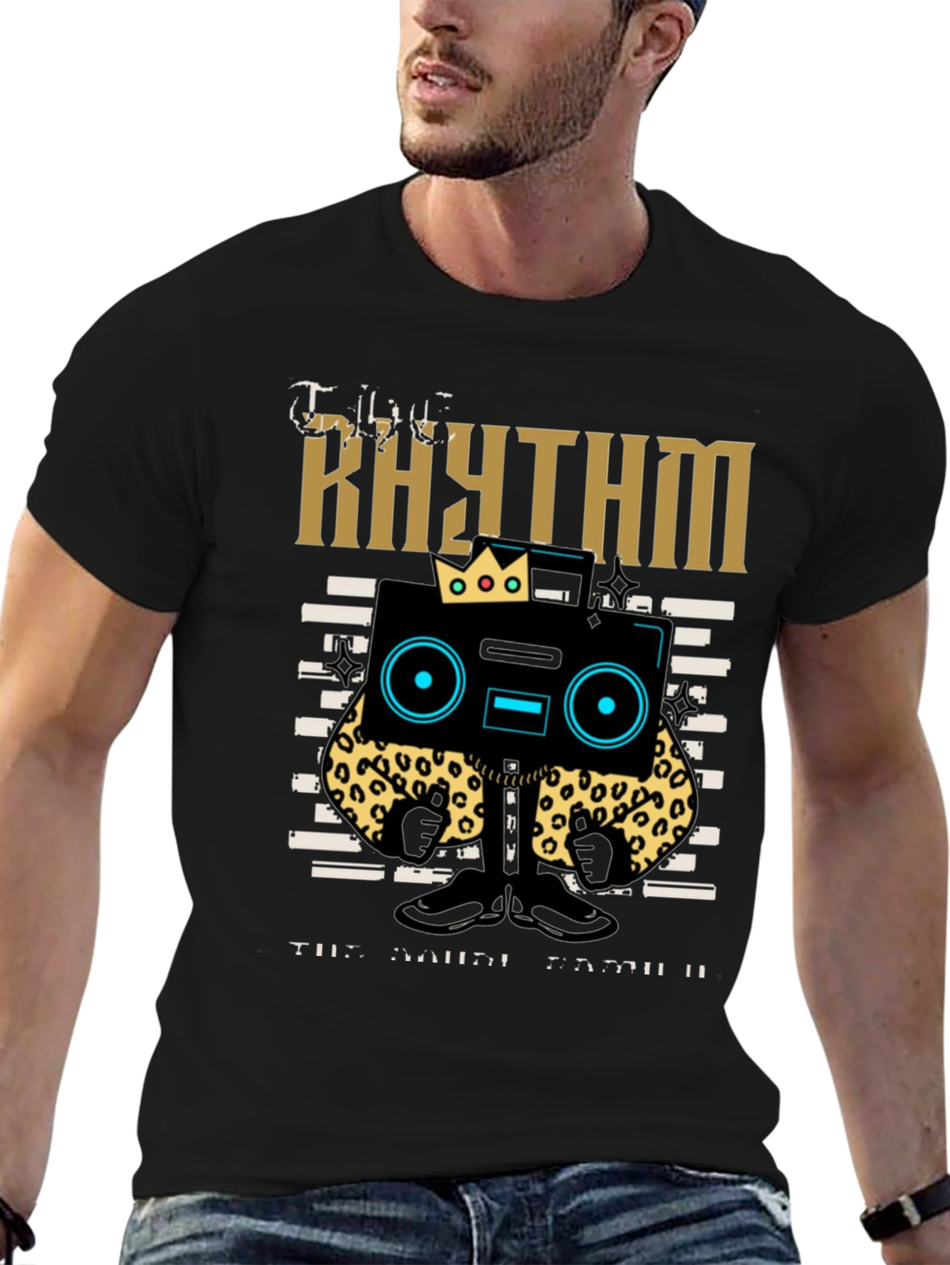 Rhythm Graphic Tee - Cool Cartoon Boombox Design