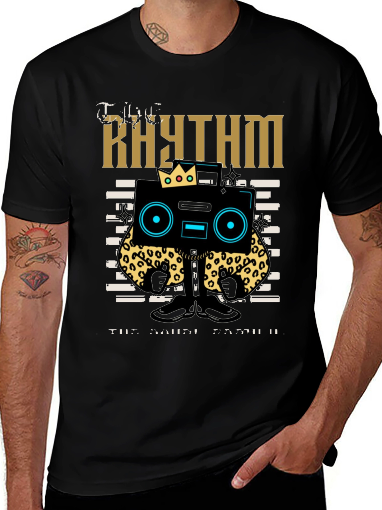 Rhythm Graphic Tee - Cool Cartoon Boombox Design