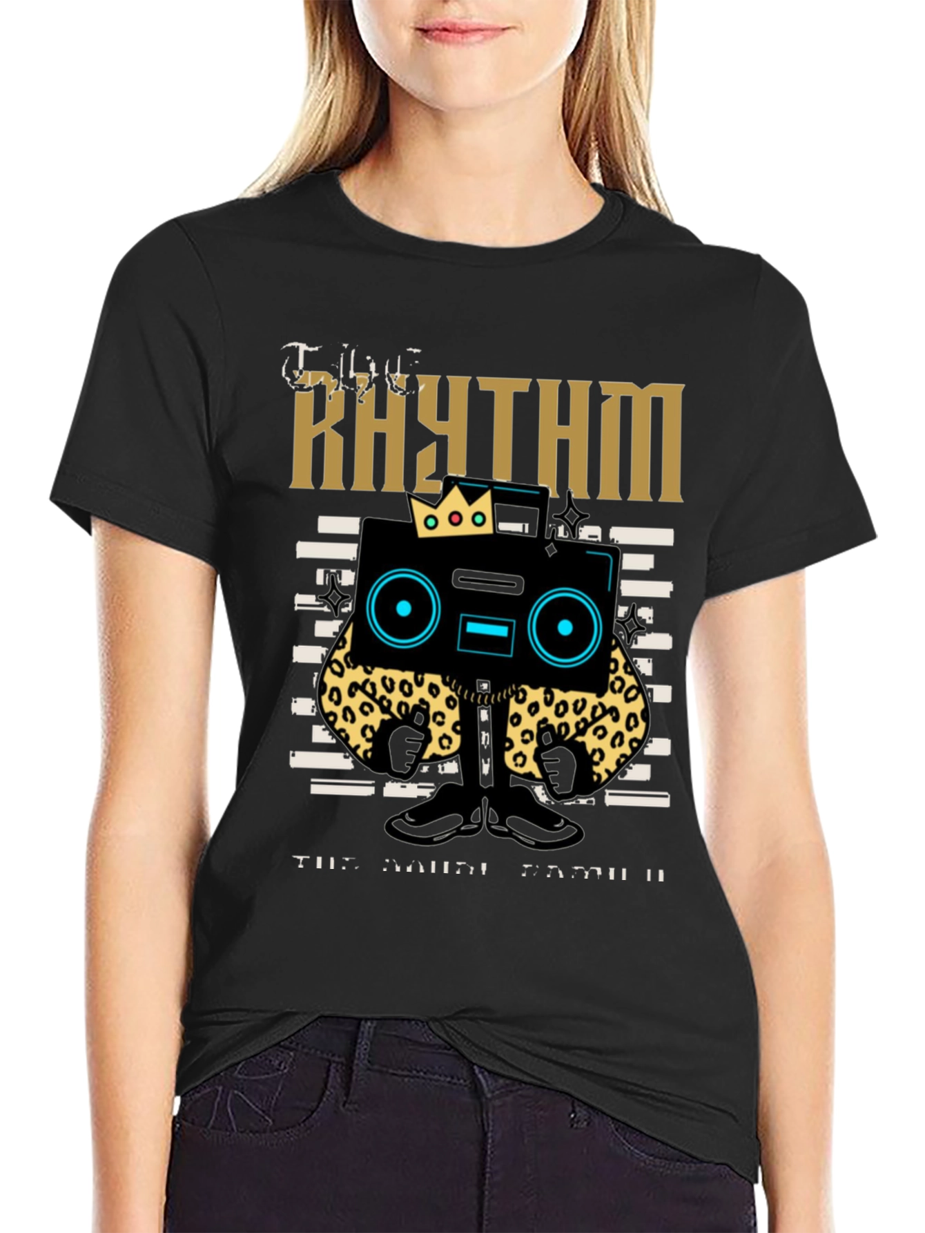 Rhythm Graphic Tee - Cool Cartoon Boombox Design