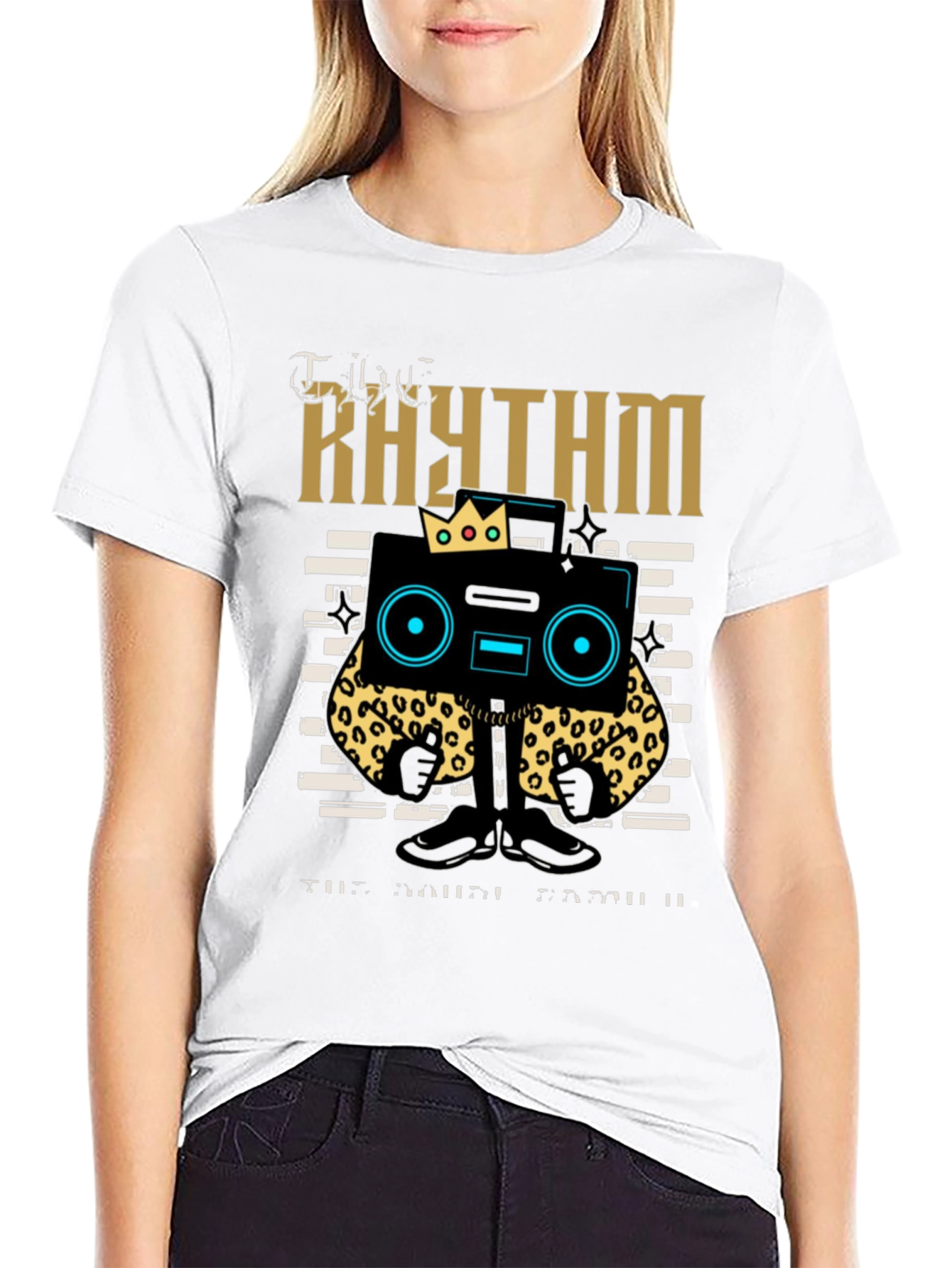 Rhythm Graphic Tee - Cool Cartoon Boombox Design
