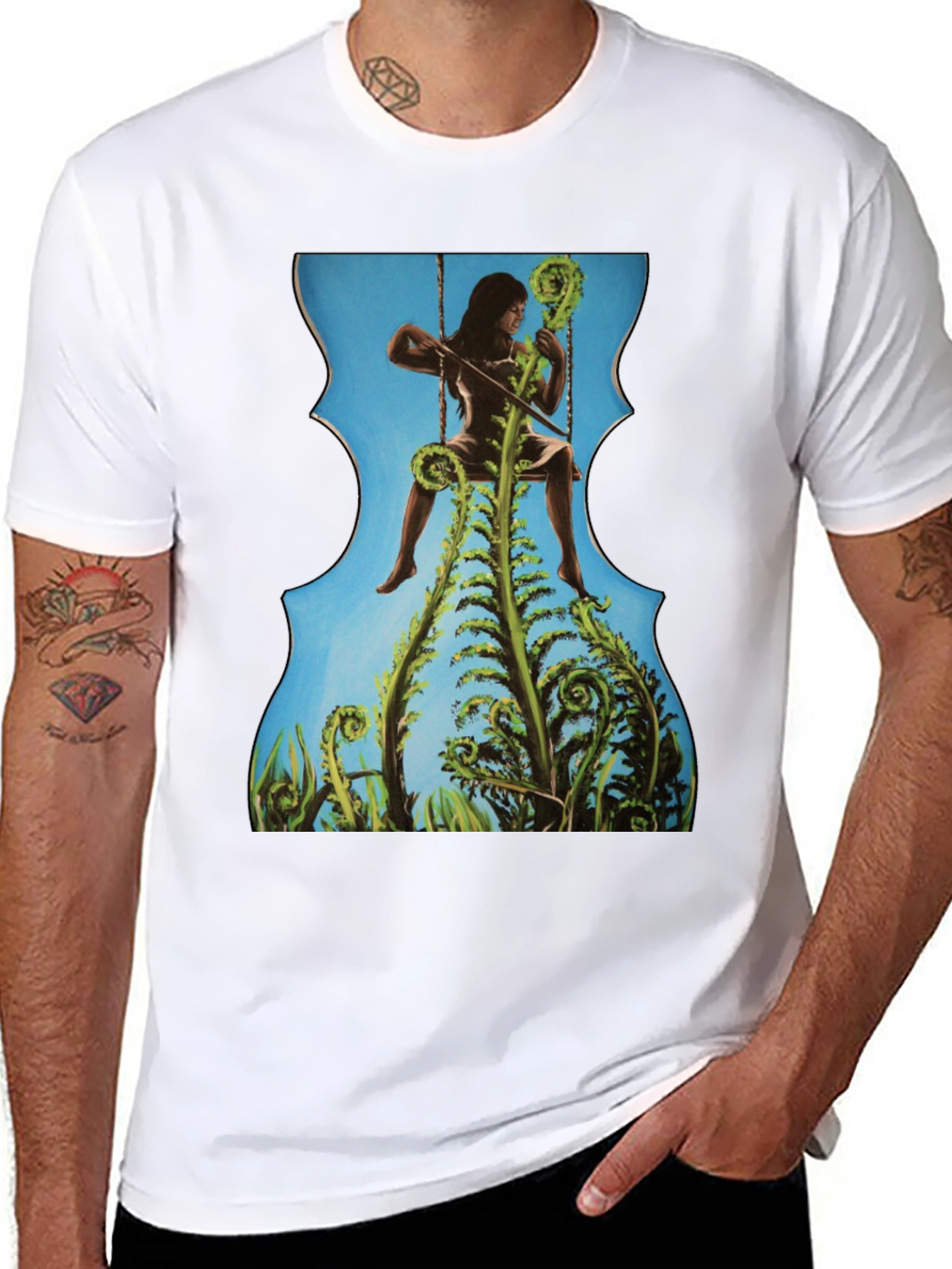Fern Woman Graphic Tee - Unique Artistic Design