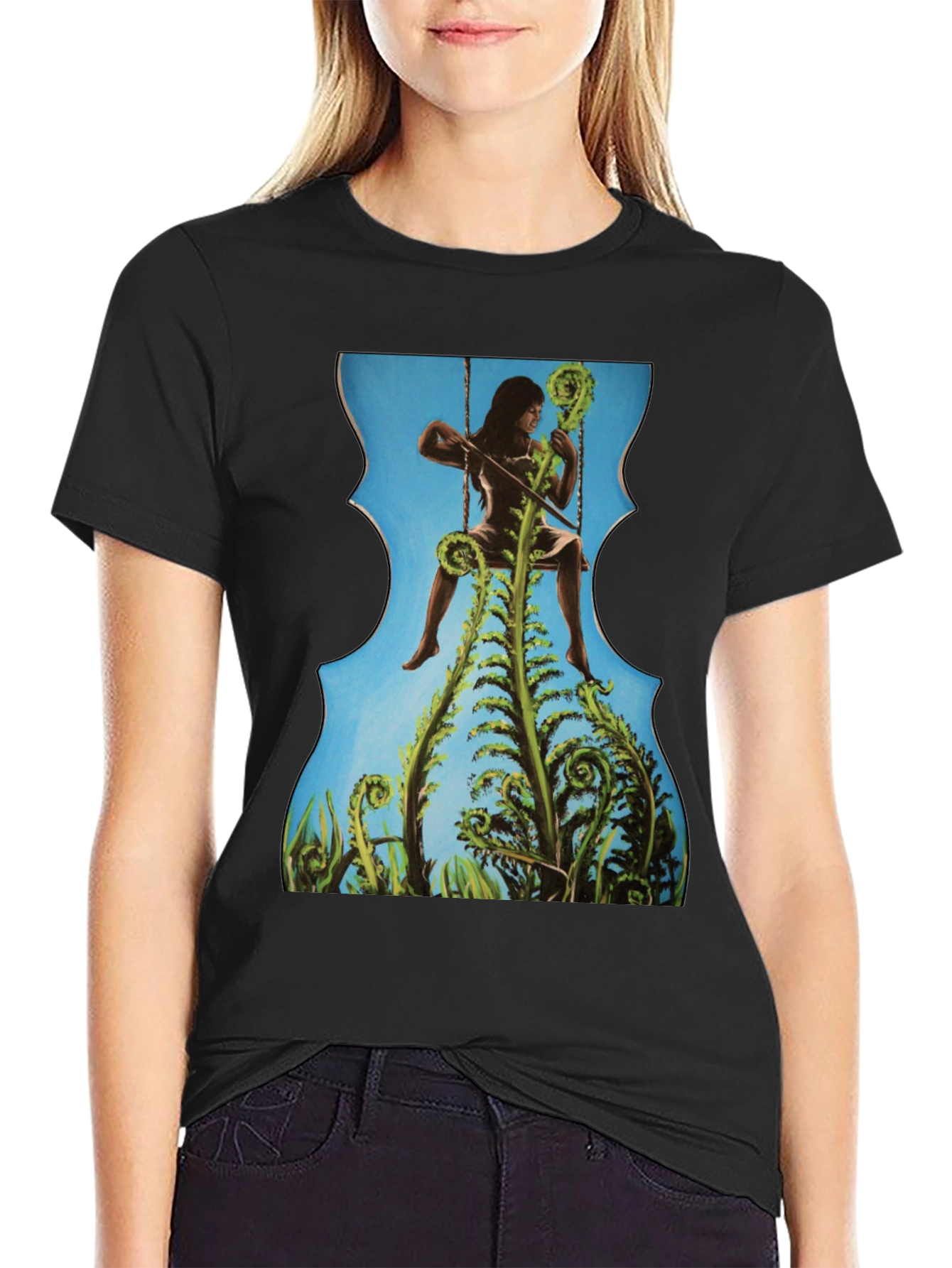 Fern Woman Graphic Tee - Unique Artistic Design
