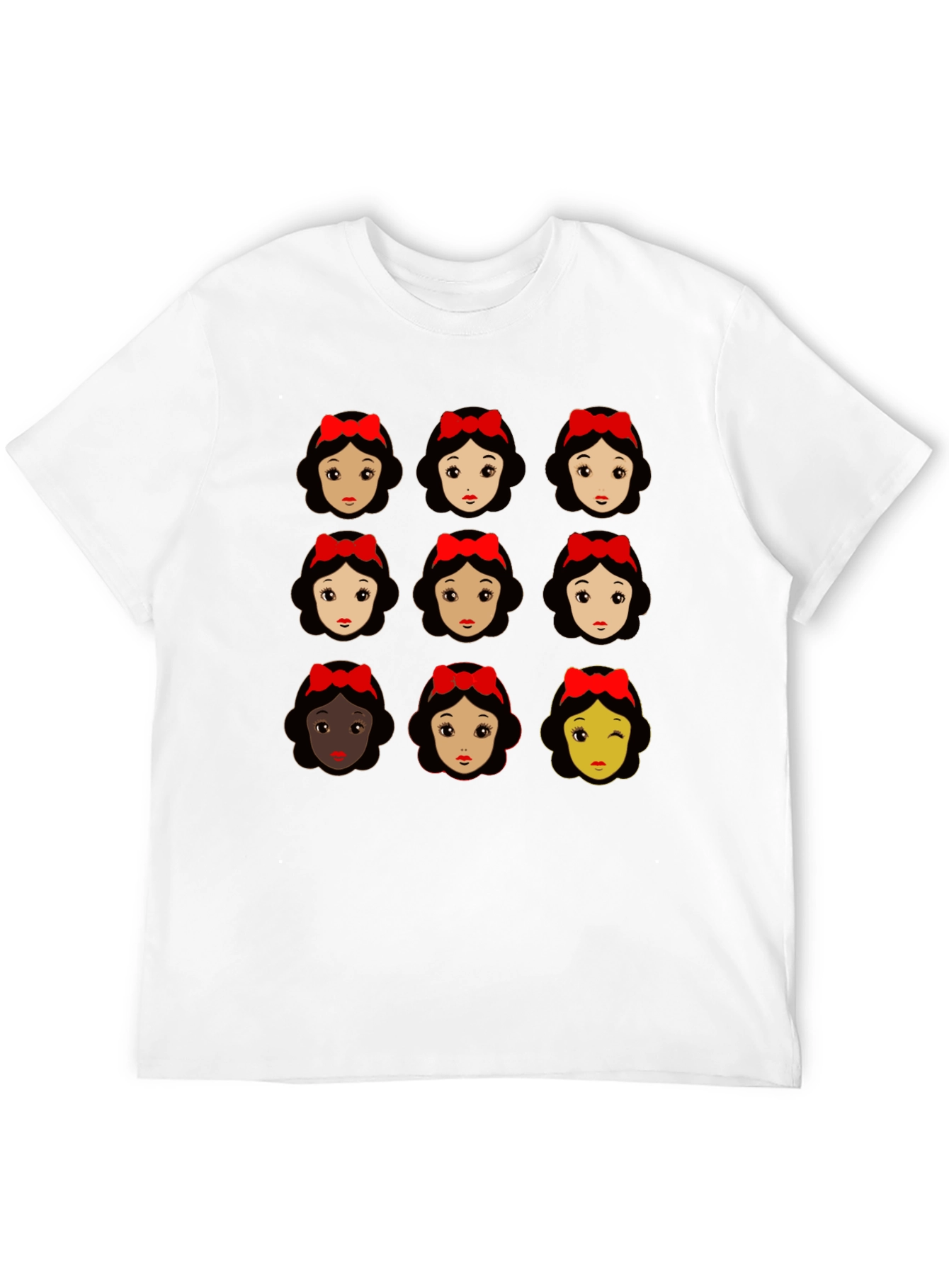 Snow White Faces Graphic T-Shirt - Black