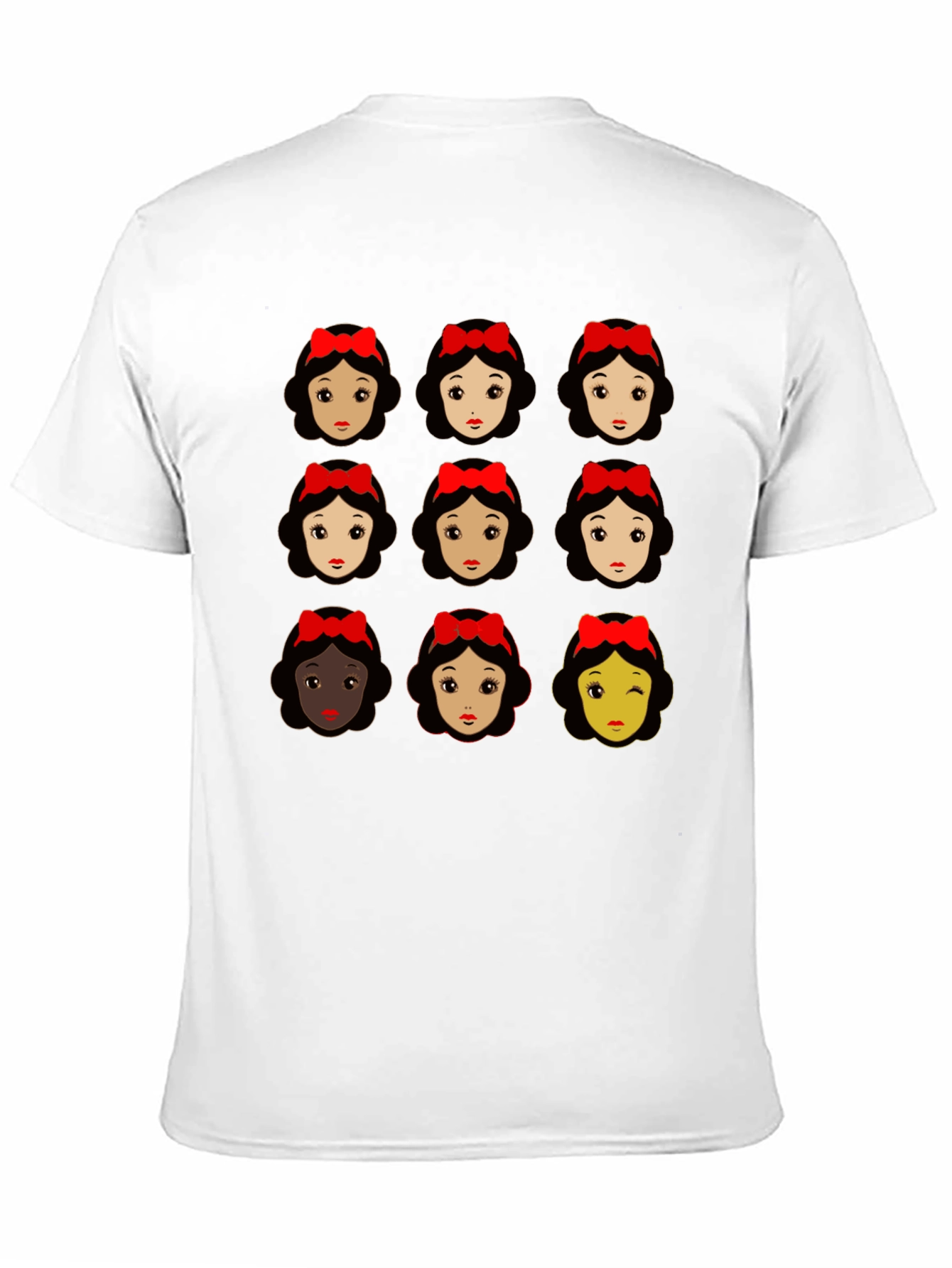 Snow White Faces Graphic T-Shirt - Black