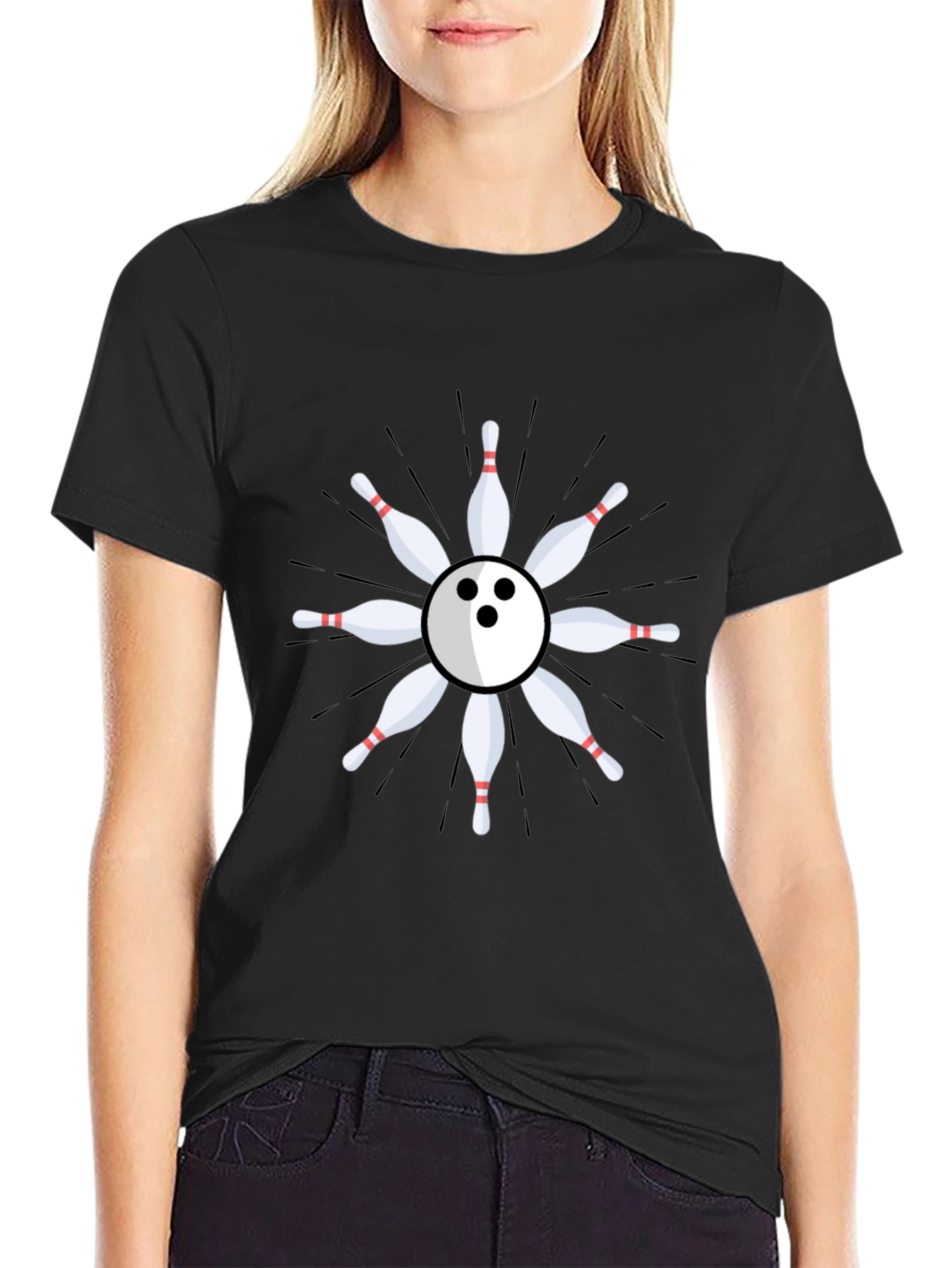 Bowling Ball & Pins Graphic T-Shirt