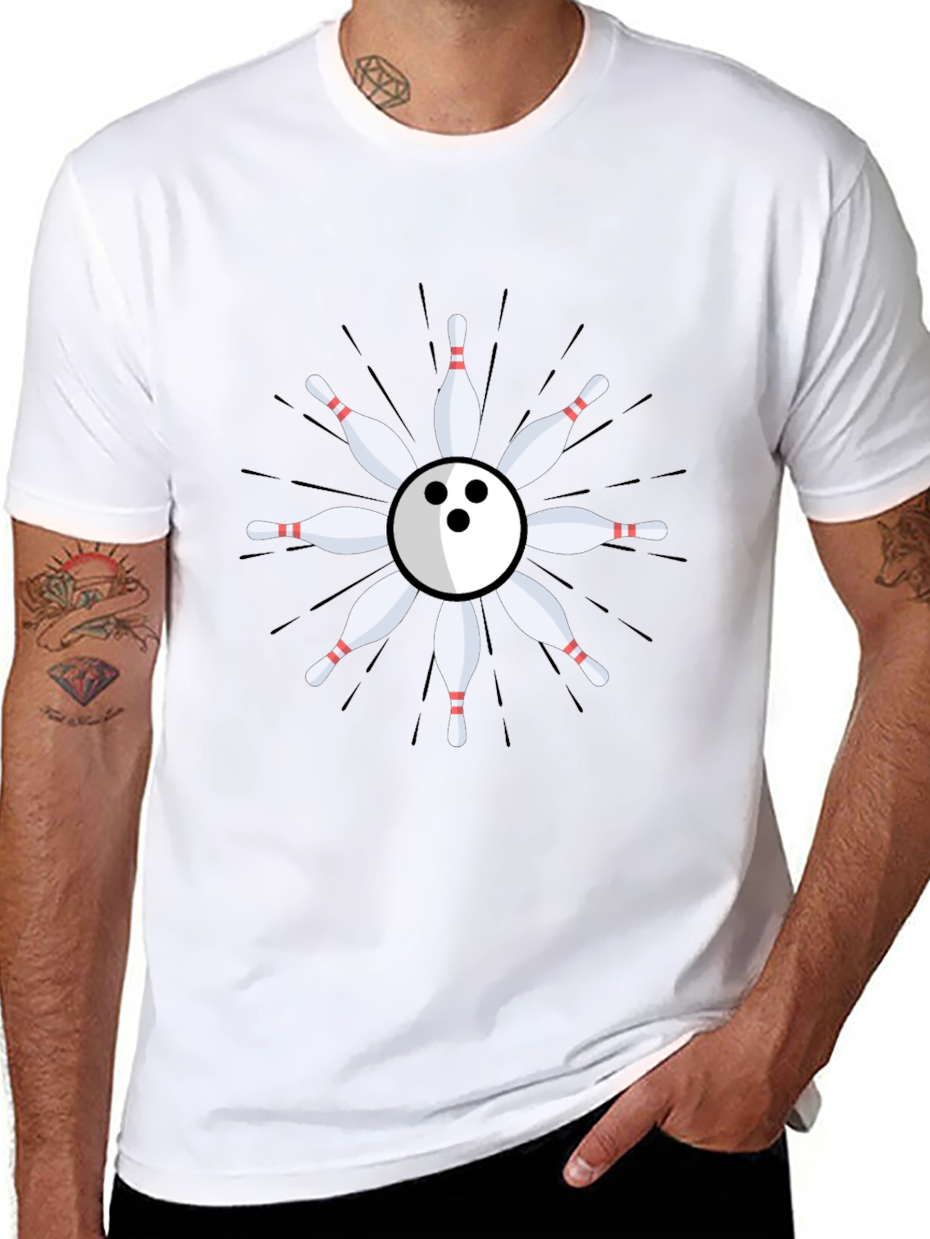 Bowling Ball & Pins Graphic T-Shirt