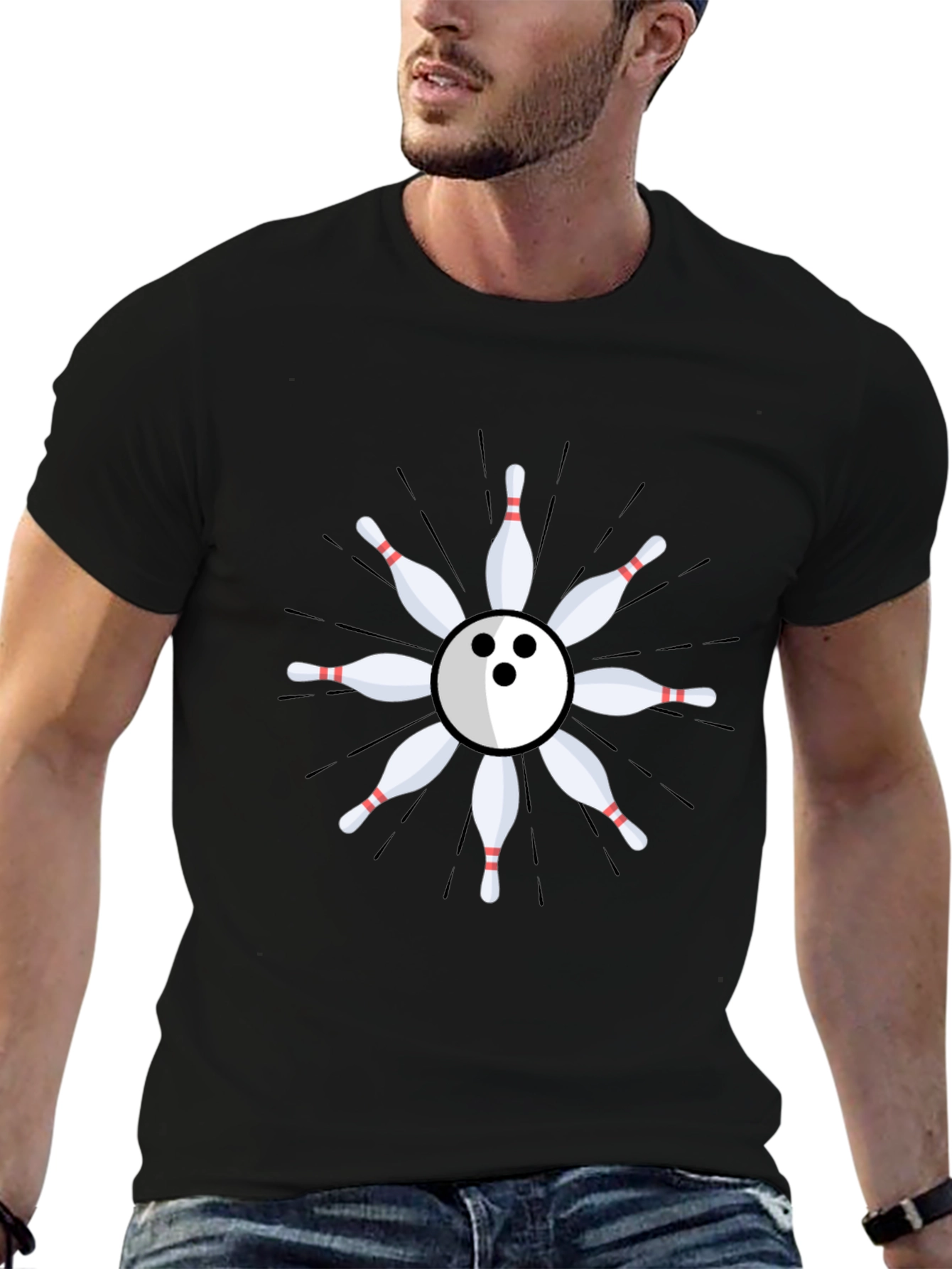 Bowling Ball & Pins Graphic T-Shirt